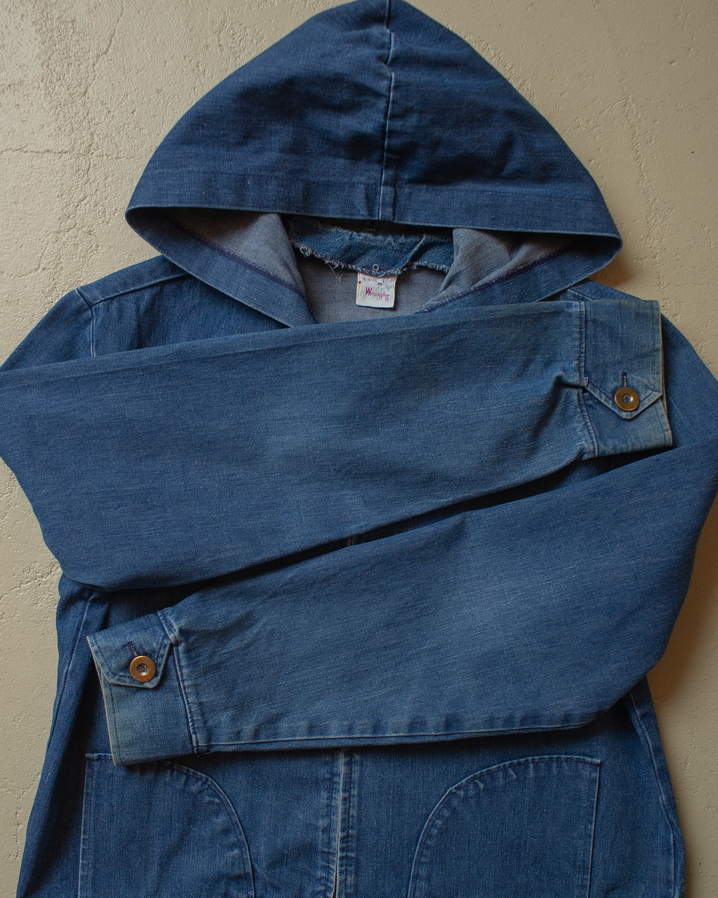 1970s Womens Wrangler Denim Hoodie blue - M