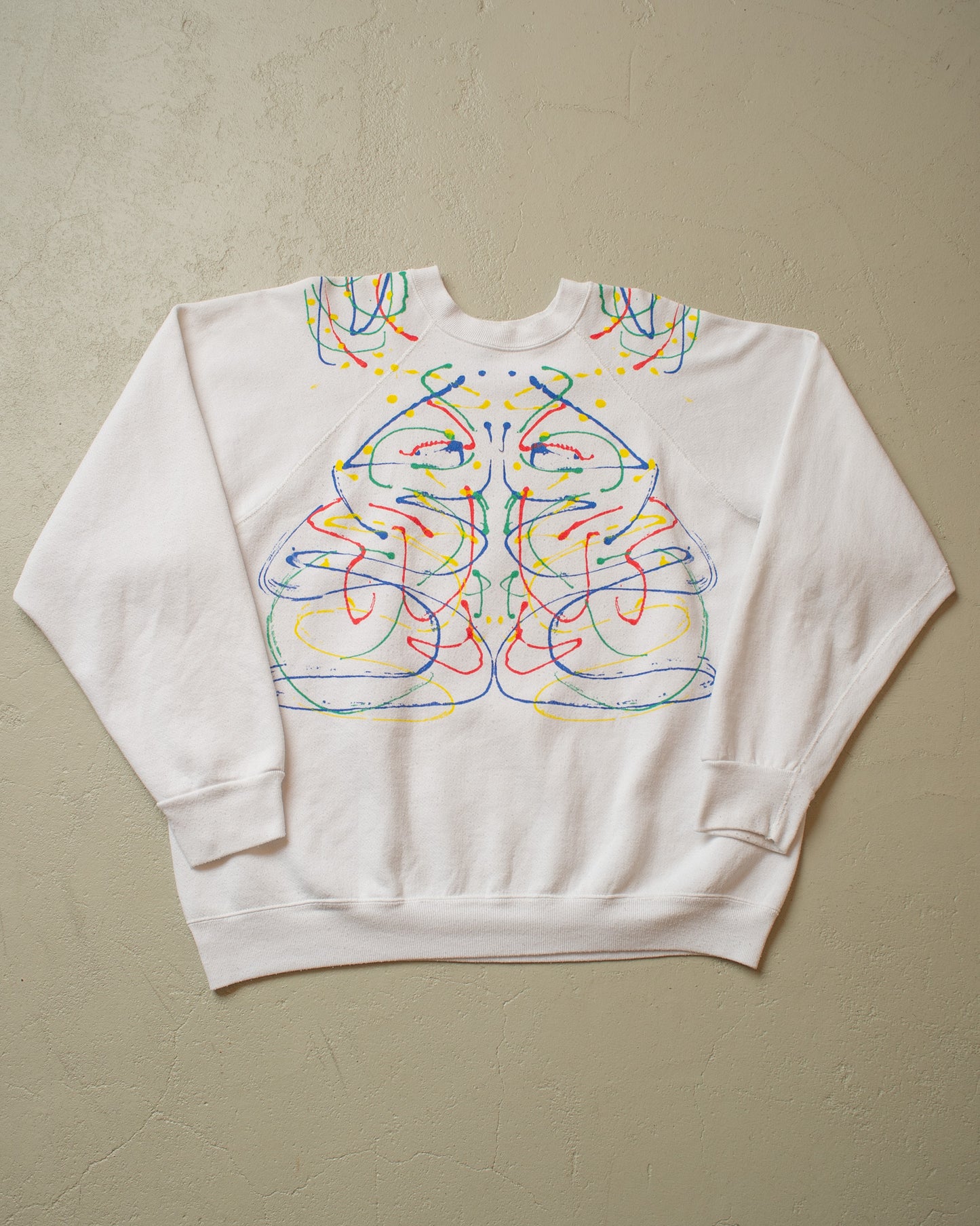 1980s Handpainted Sweatshirt white - XL