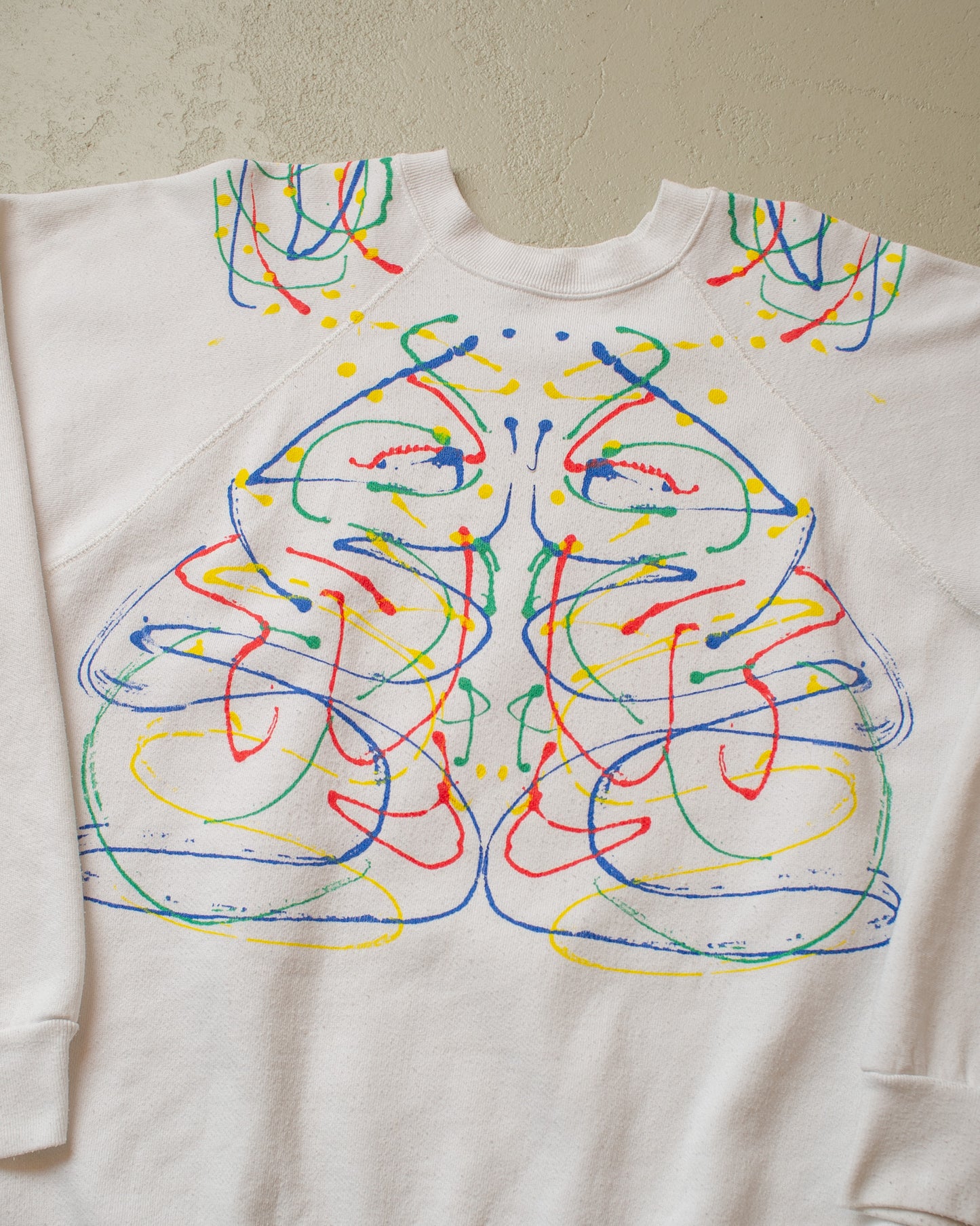 1980s Handpainted Sweatshirt white - XL
