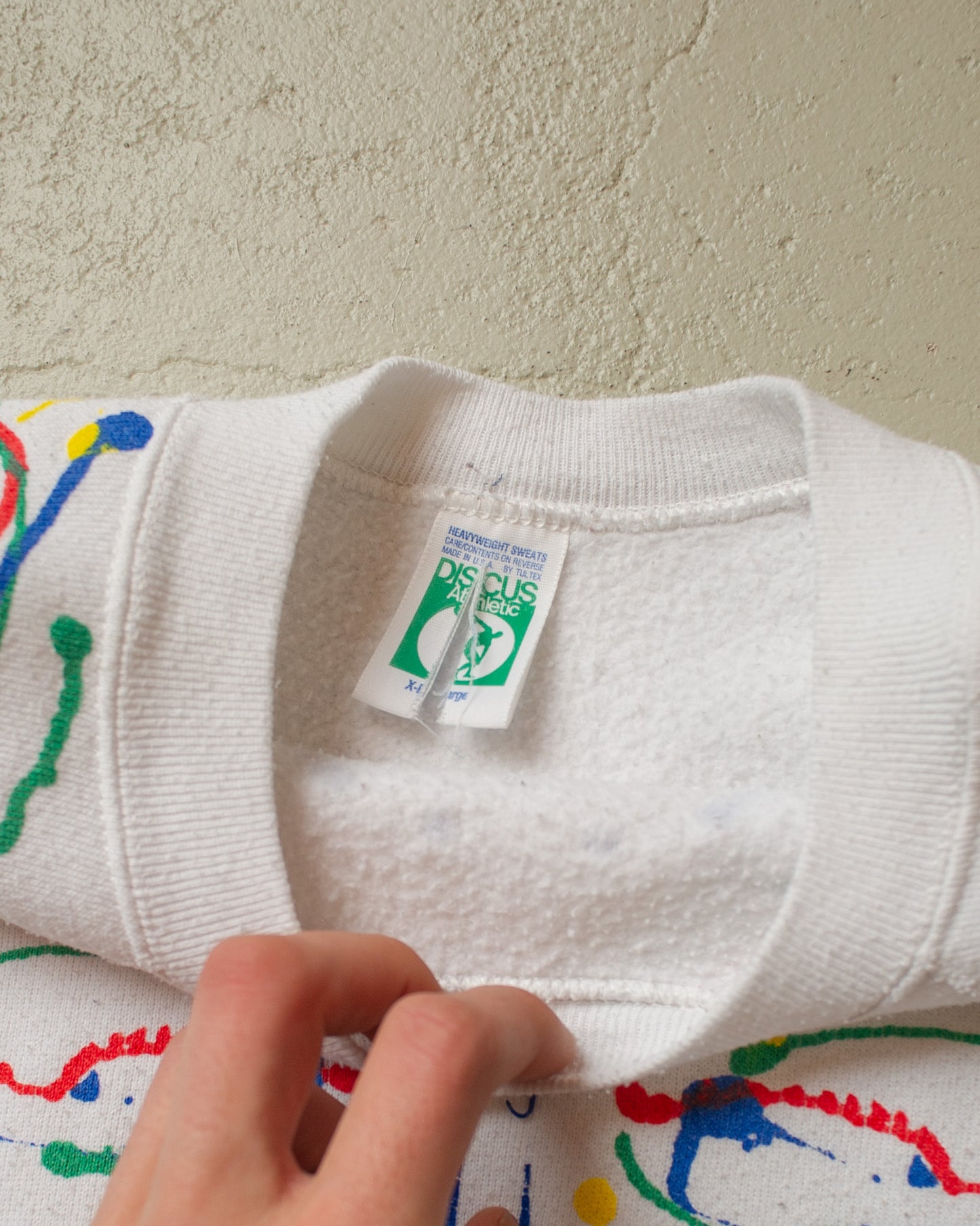 1980s Handpainted Sweatshirt white - XL