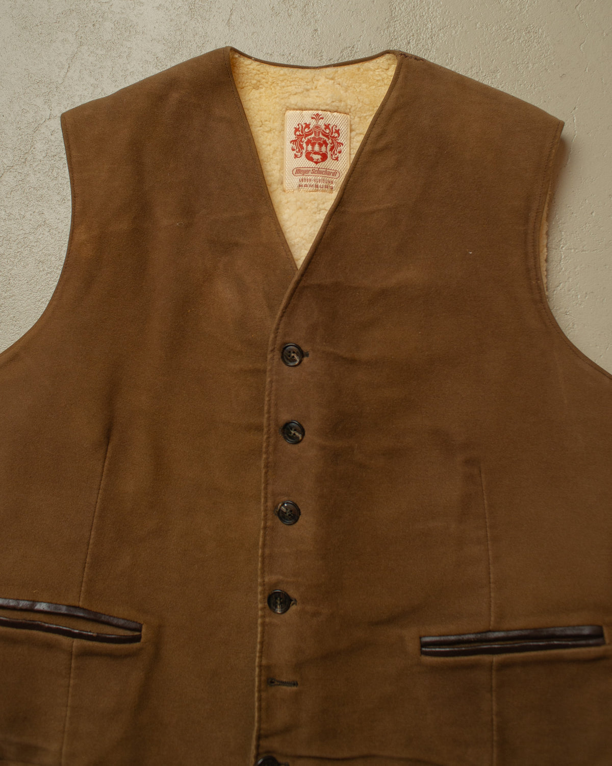 1940s/50s German lined Suede Leather Vest - M/L