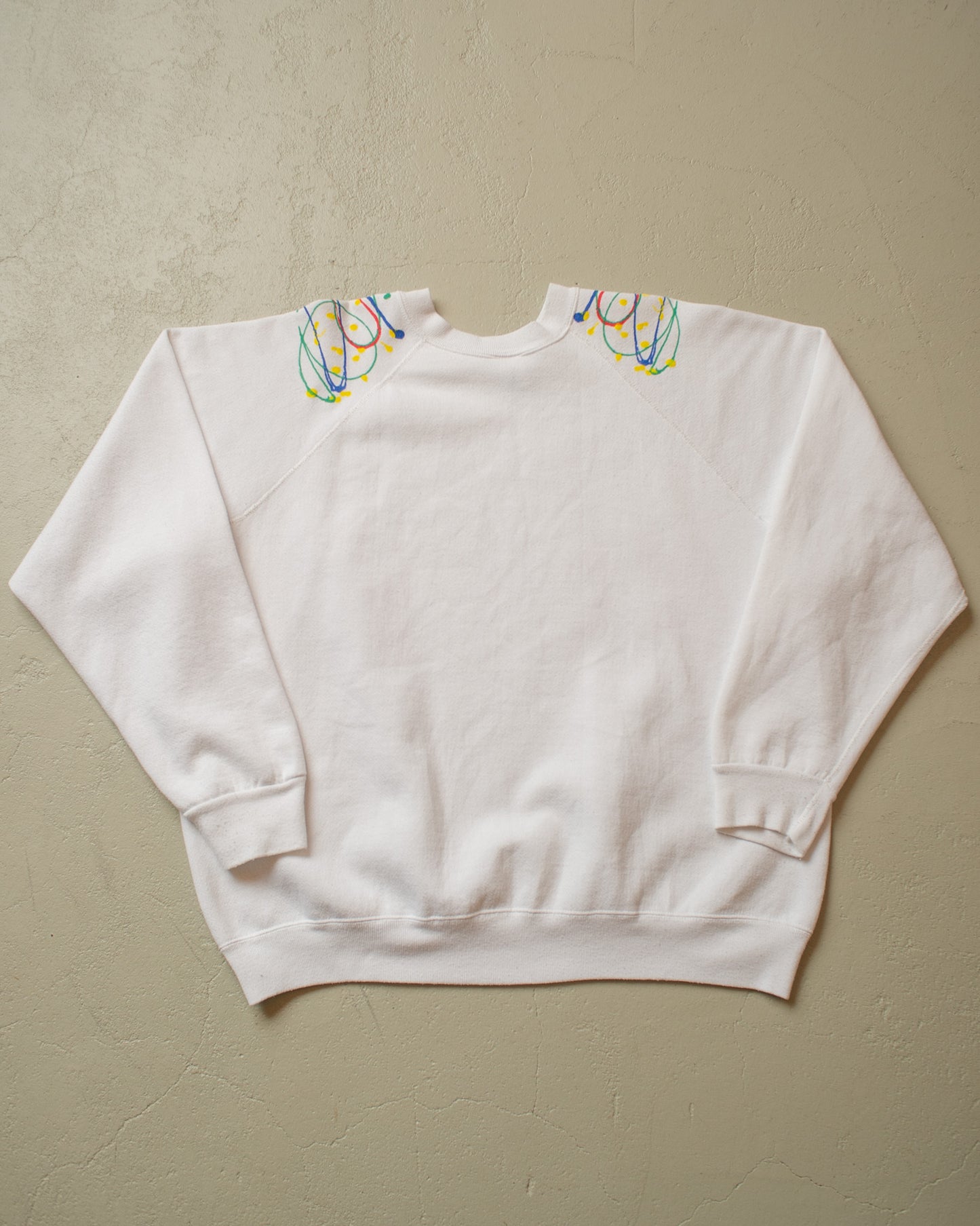 1980s Handpainted Sweatshirt white - XL