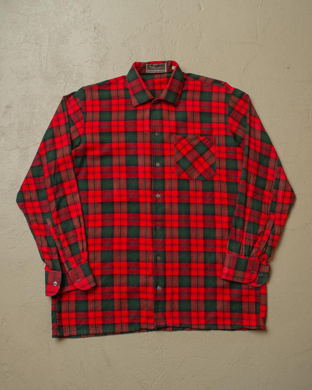 1950s German checkered Cotton Flannel Shirt red - M/L