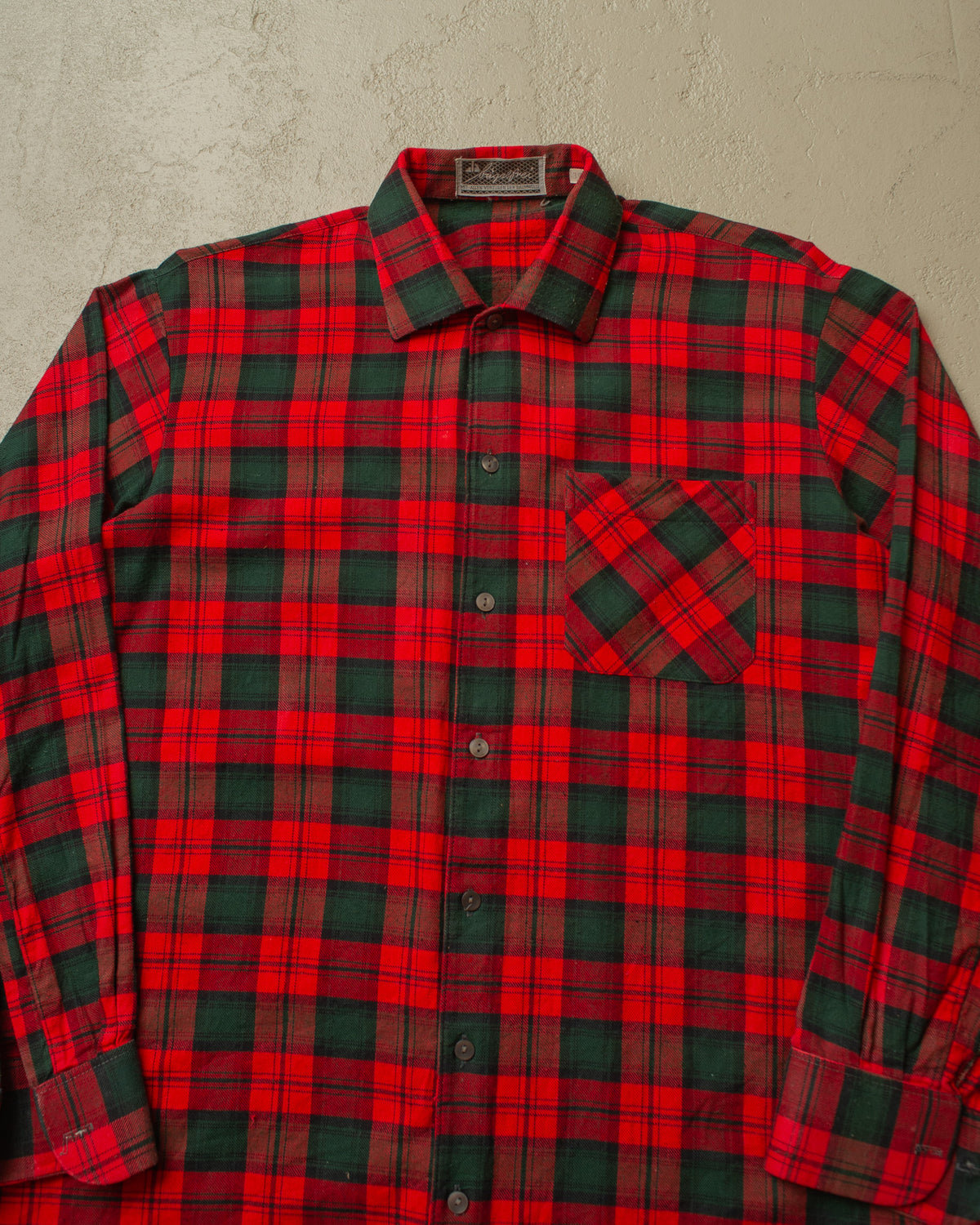 1950s German checkered Cotton Flannel Shirt red - M/L