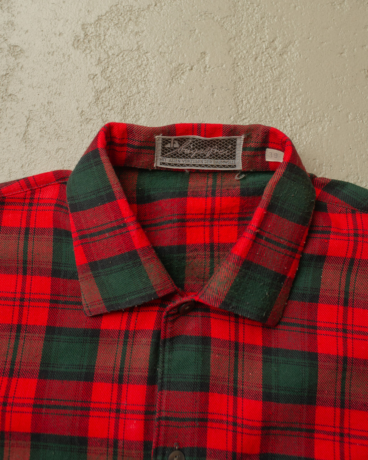 1950s German checkered Cotton Flannel Shirt red - M/L