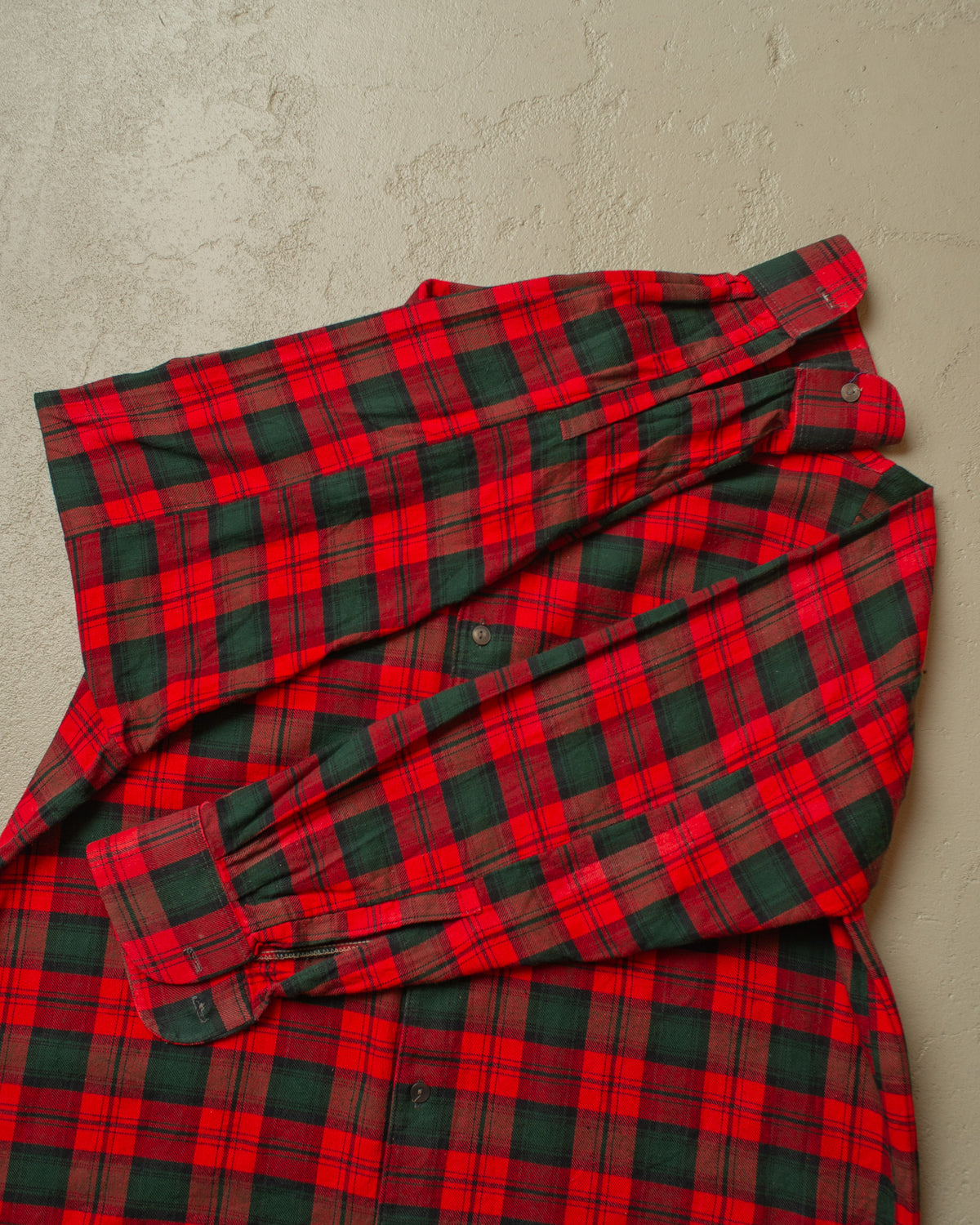 1950s German checkered Cotton Flannel Shirt red - M/L