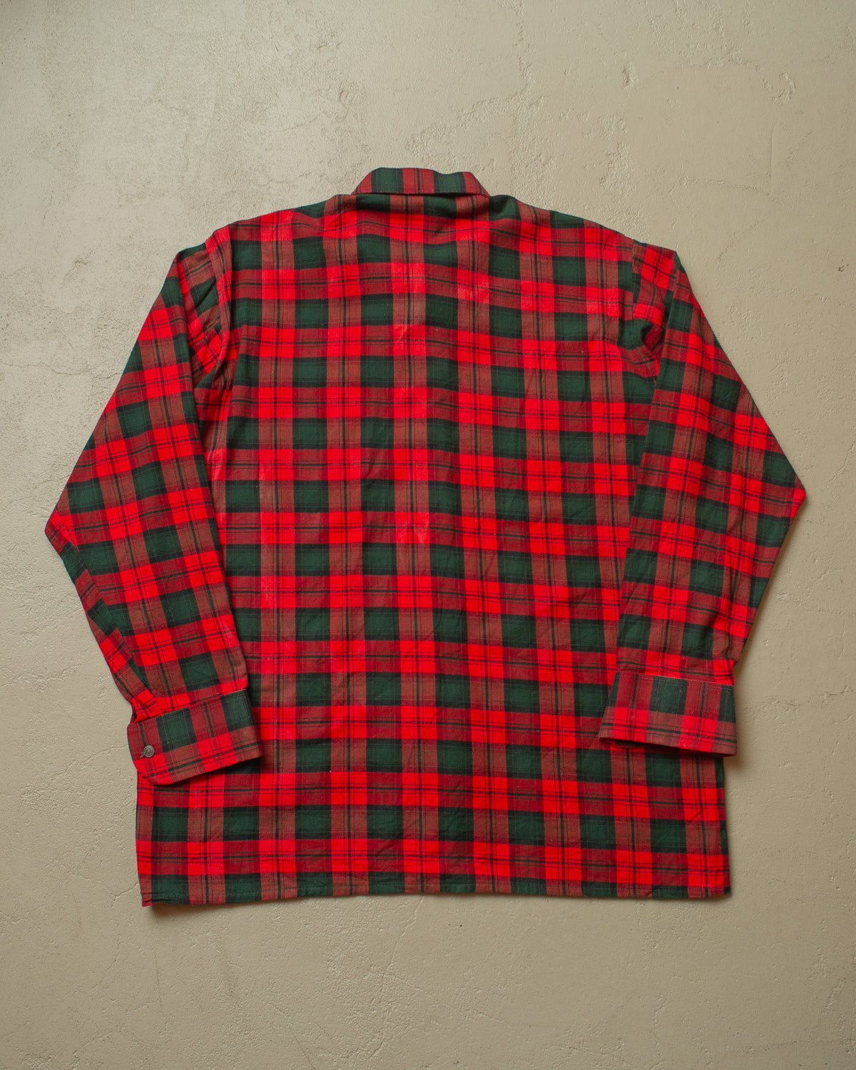 1950s German checkered Cotton Flannel Shirt red - M/L