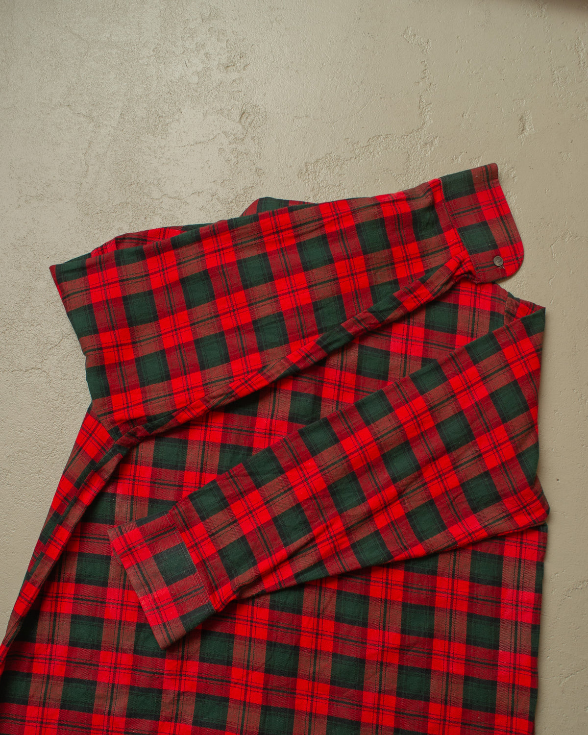 1950s German checkered Cotton Flannel Shirt red - M/L