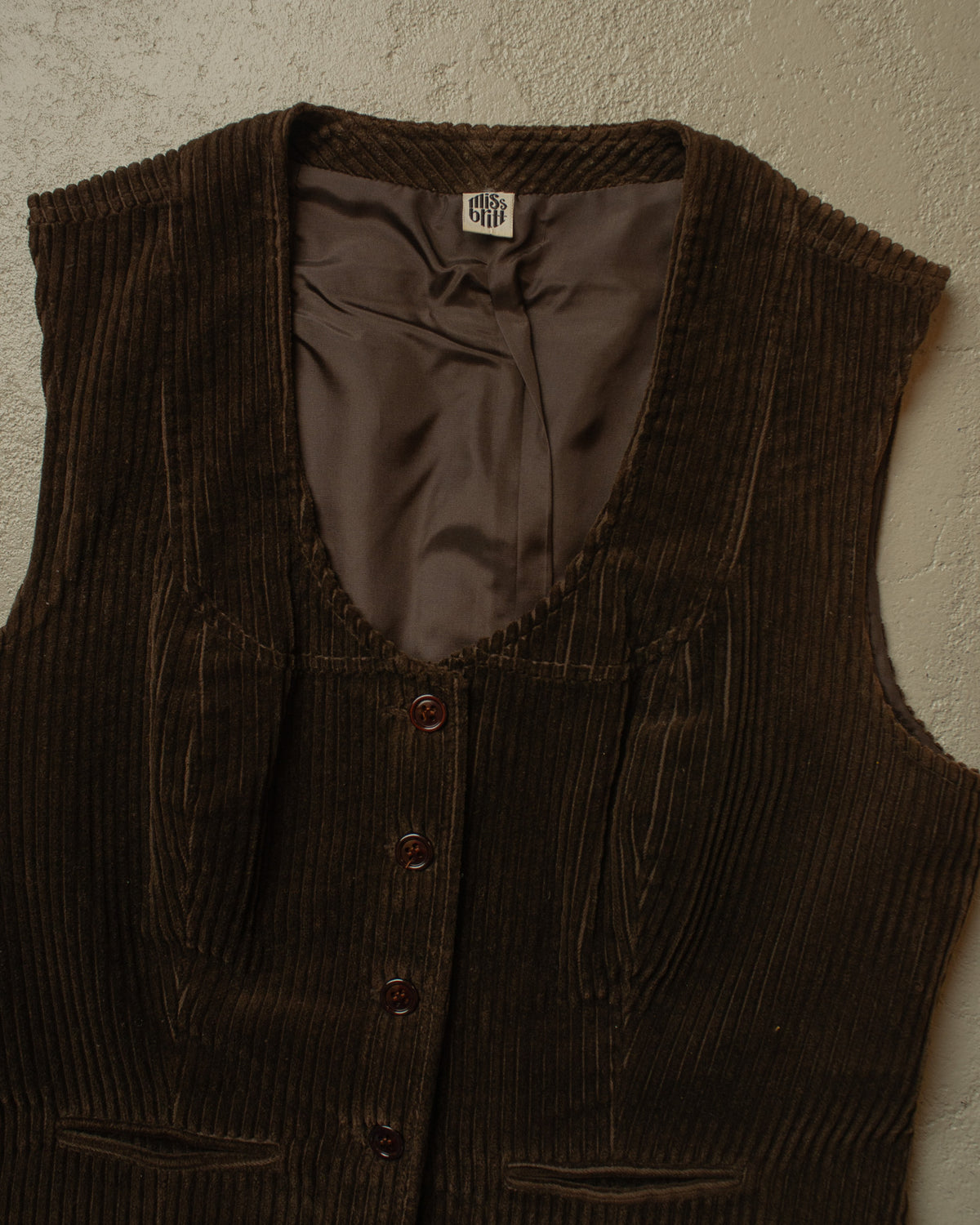 1970s Miss Blitt Womens Corduroy Vest brown - M