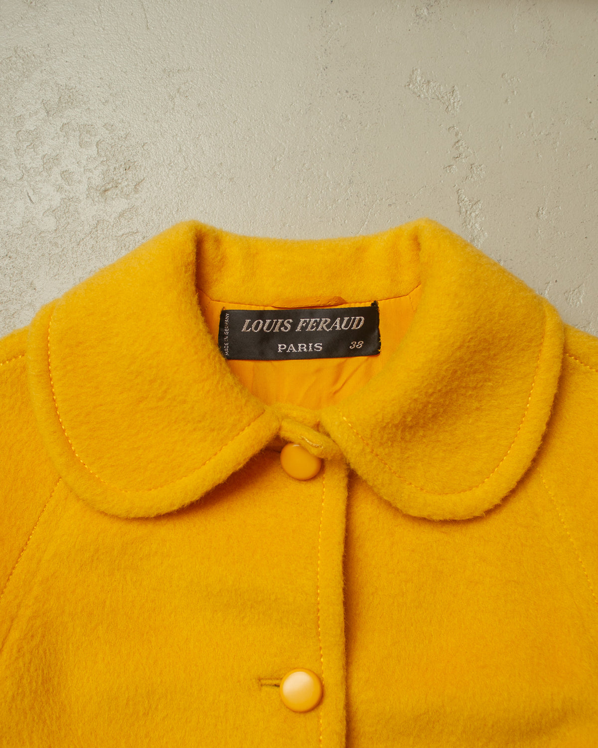 1960s Louis Feraud Womens Wool Overcoat yellow - M
