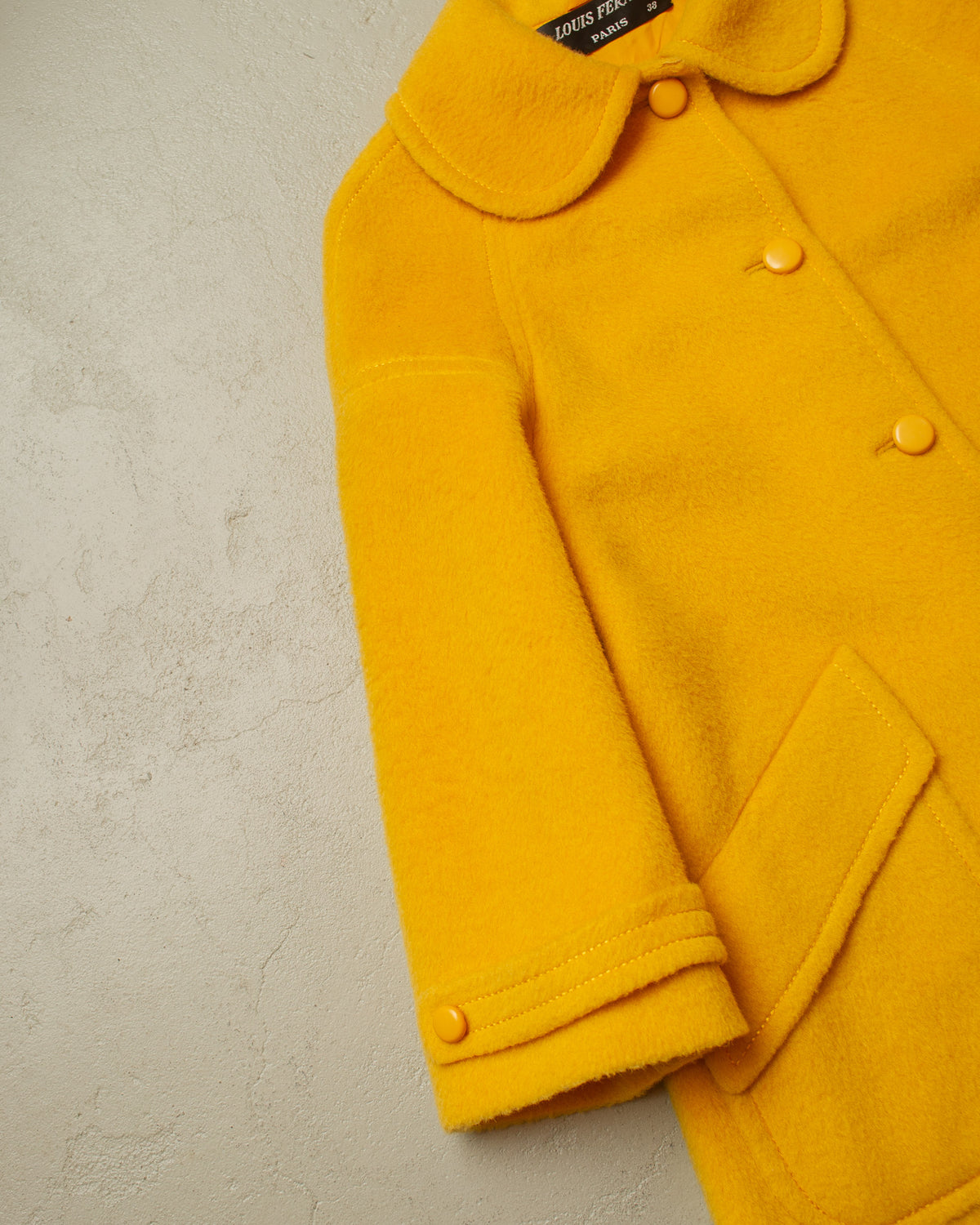 1960s Louis Feraud Womens Wool Overcoat yellow - M