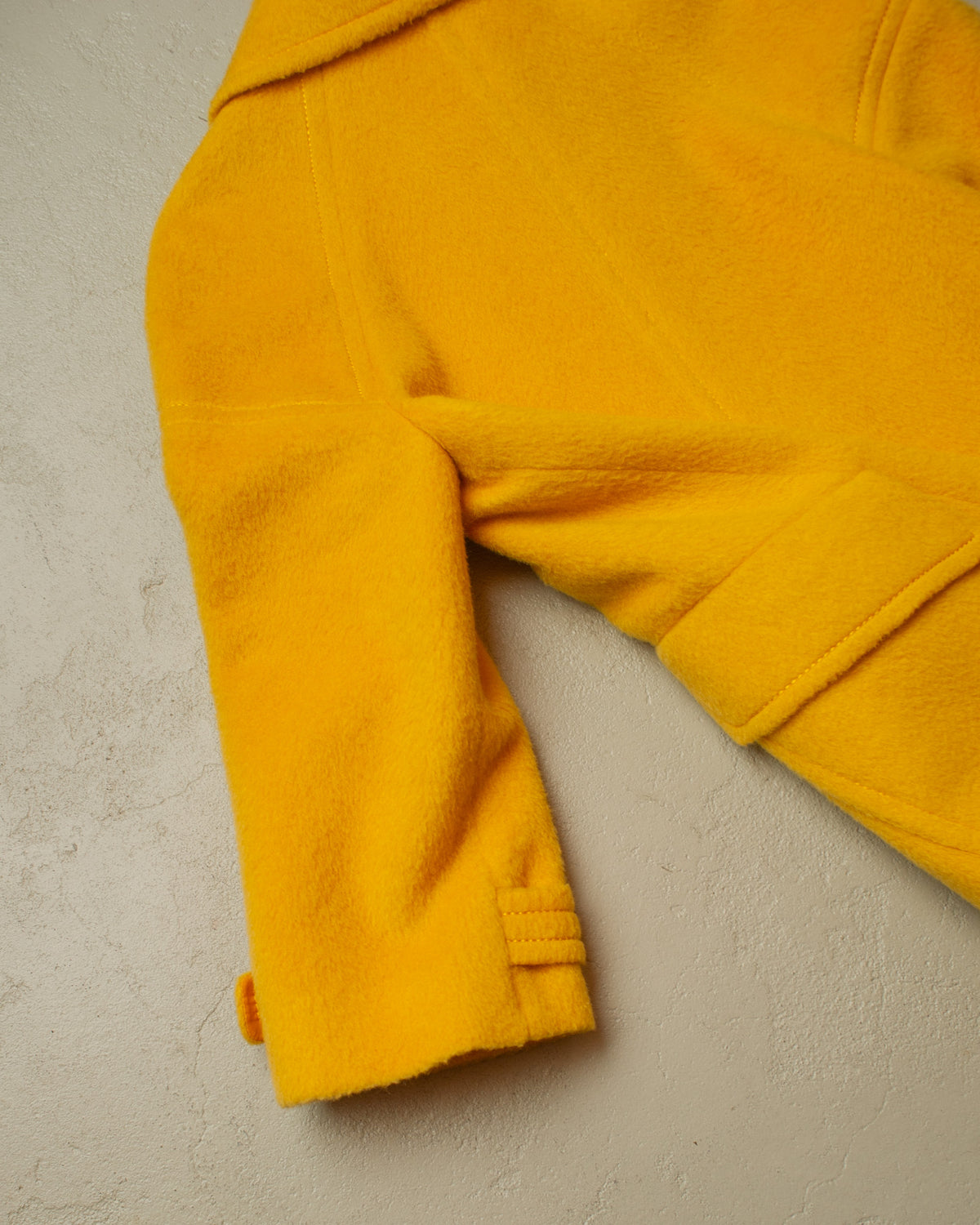 1960s Louis Feraud Womens Wool Overcoat yellow - M