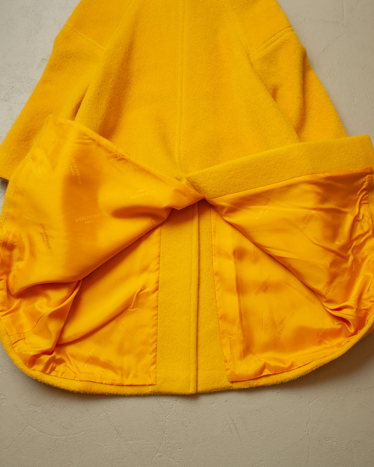 1960s Louis Feraud Womens Wool Overcoat yellow - M