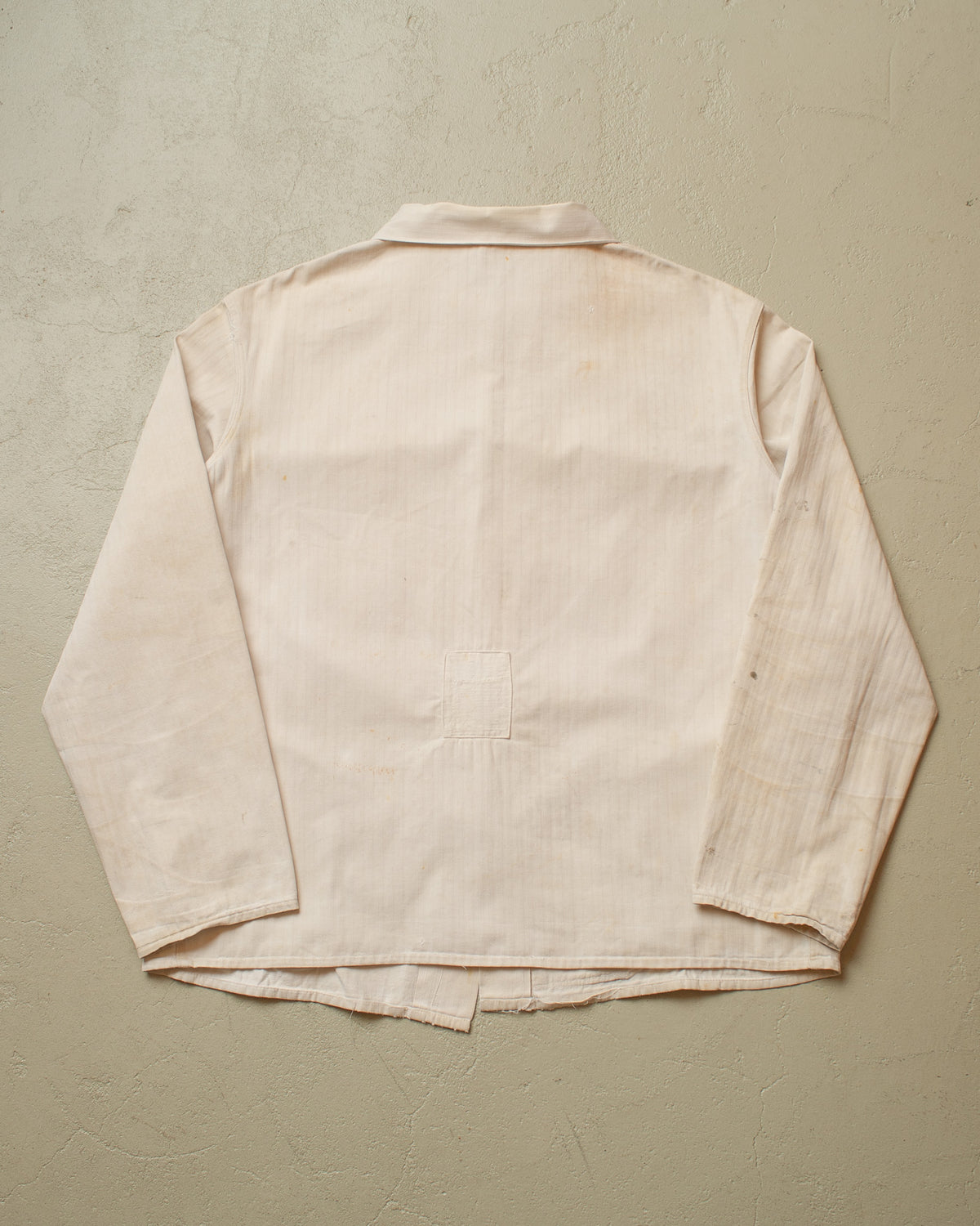 1960s German repaired Herringbone Cotton Work Jacket white - XL