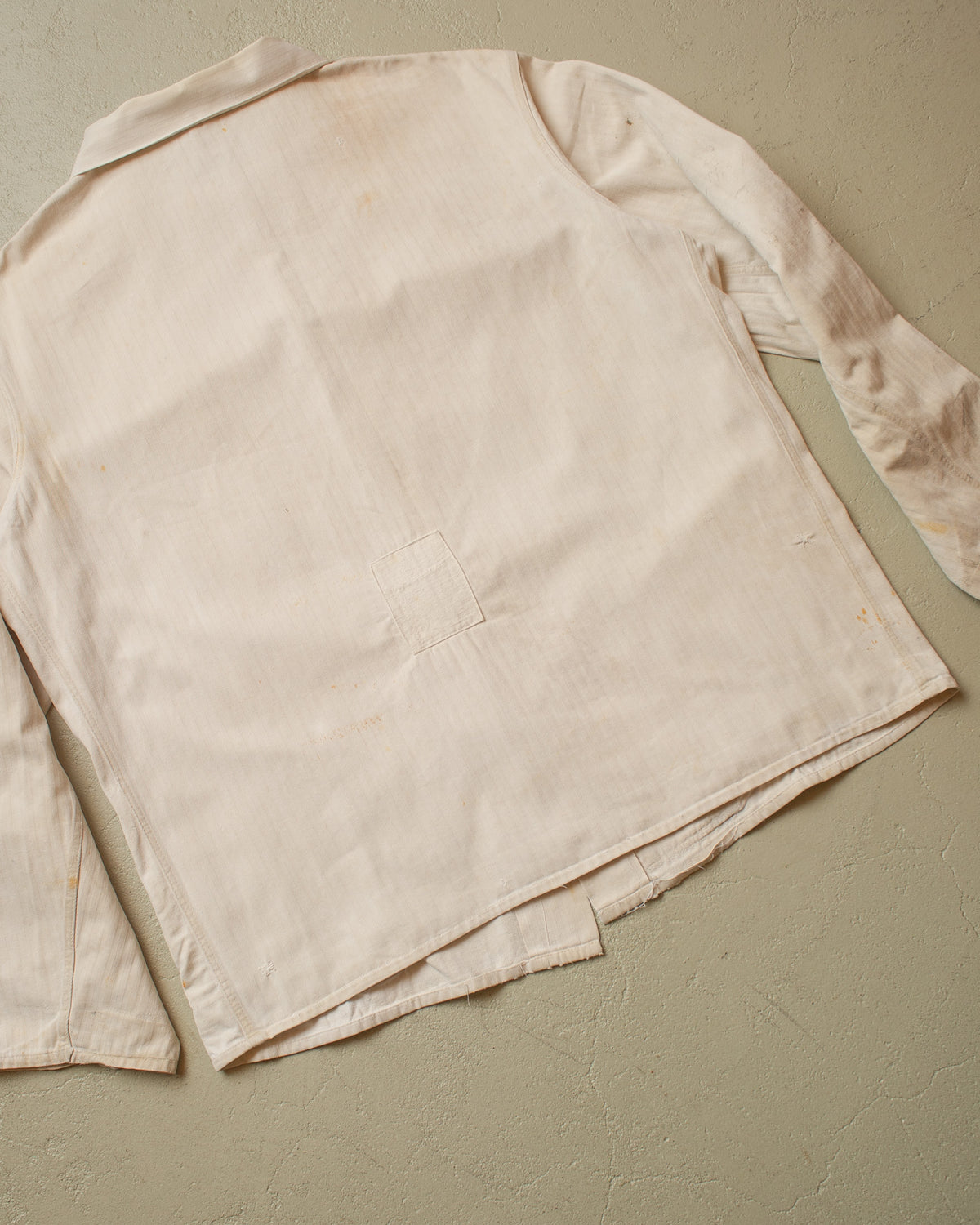 1960s German repaired Herringbone Cotton Work Jacket white - XL