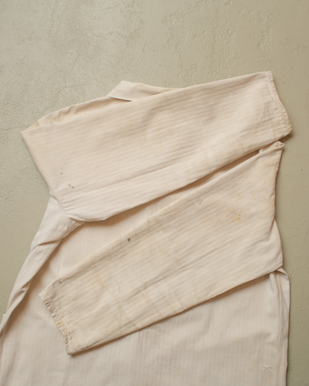 1960s German repaired Herringbone Cotton Work Jacket white - XL