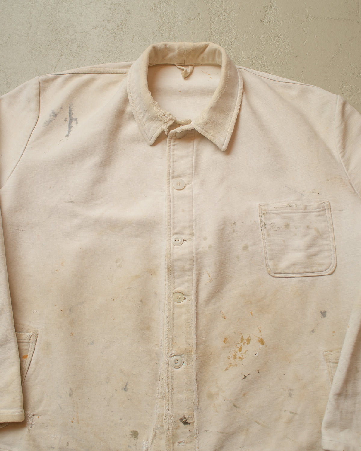 1940s/50s German repaired Moleskin Work Jacket white - XXL/XXXL