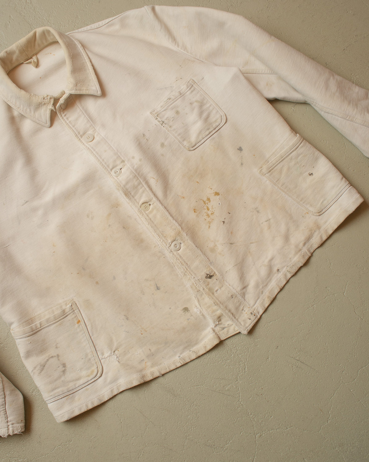1940s/50s German repaired Moleskin Work Jacket white - XXL/XXXL