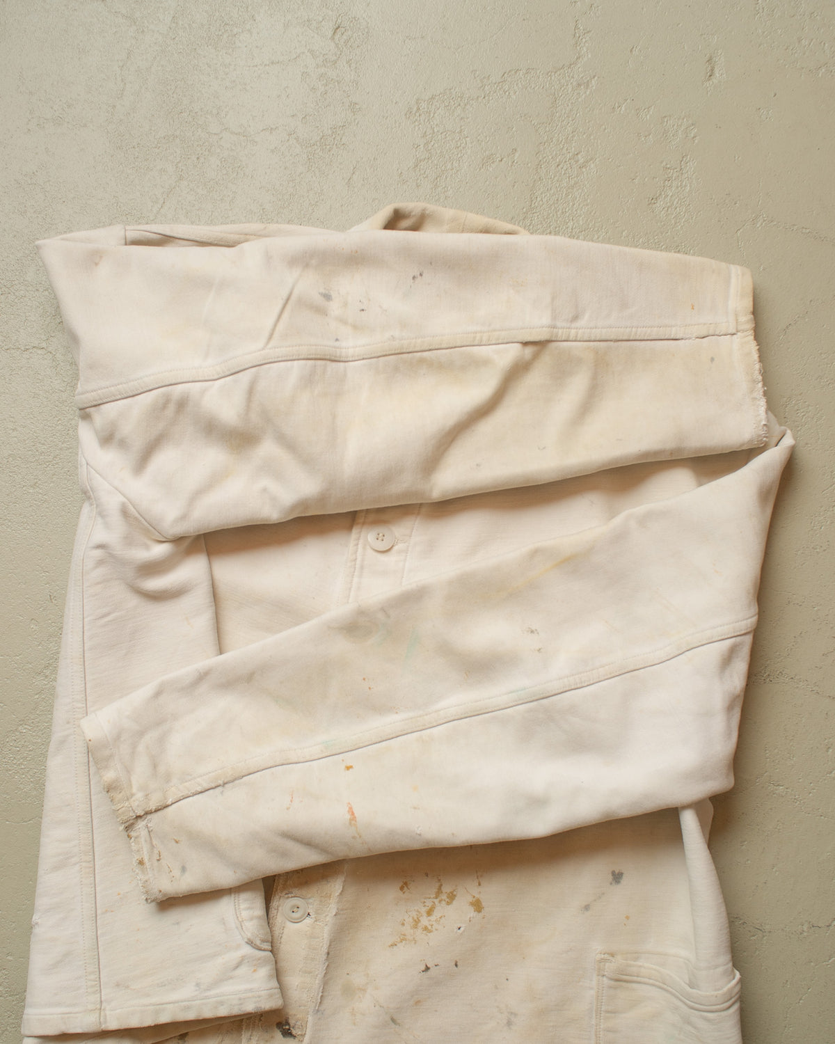 1940s/50s German repaired Moleskin Work Jacket white - XXL/XXXL