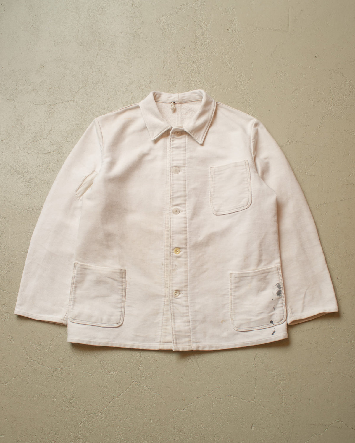 1940s German Moleskin Work Jacket white - L/XL