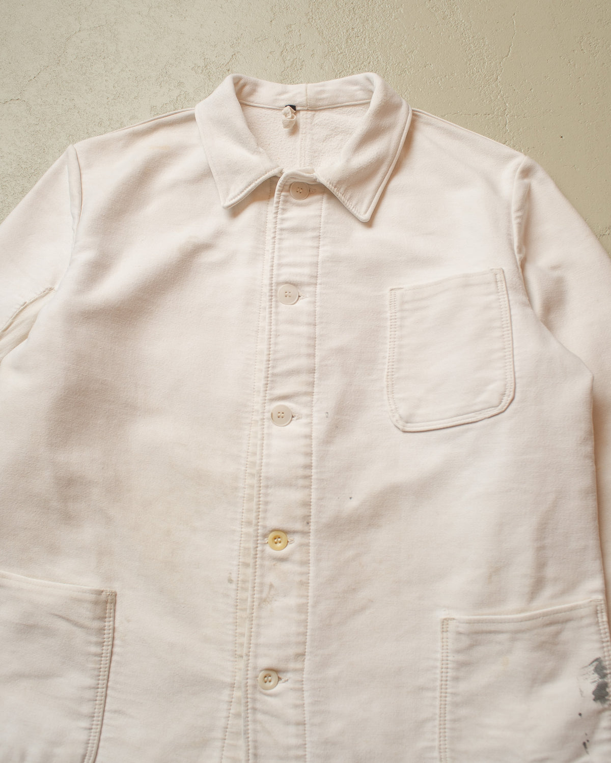 1940s German Moleskin Work Jacket white - L/XL