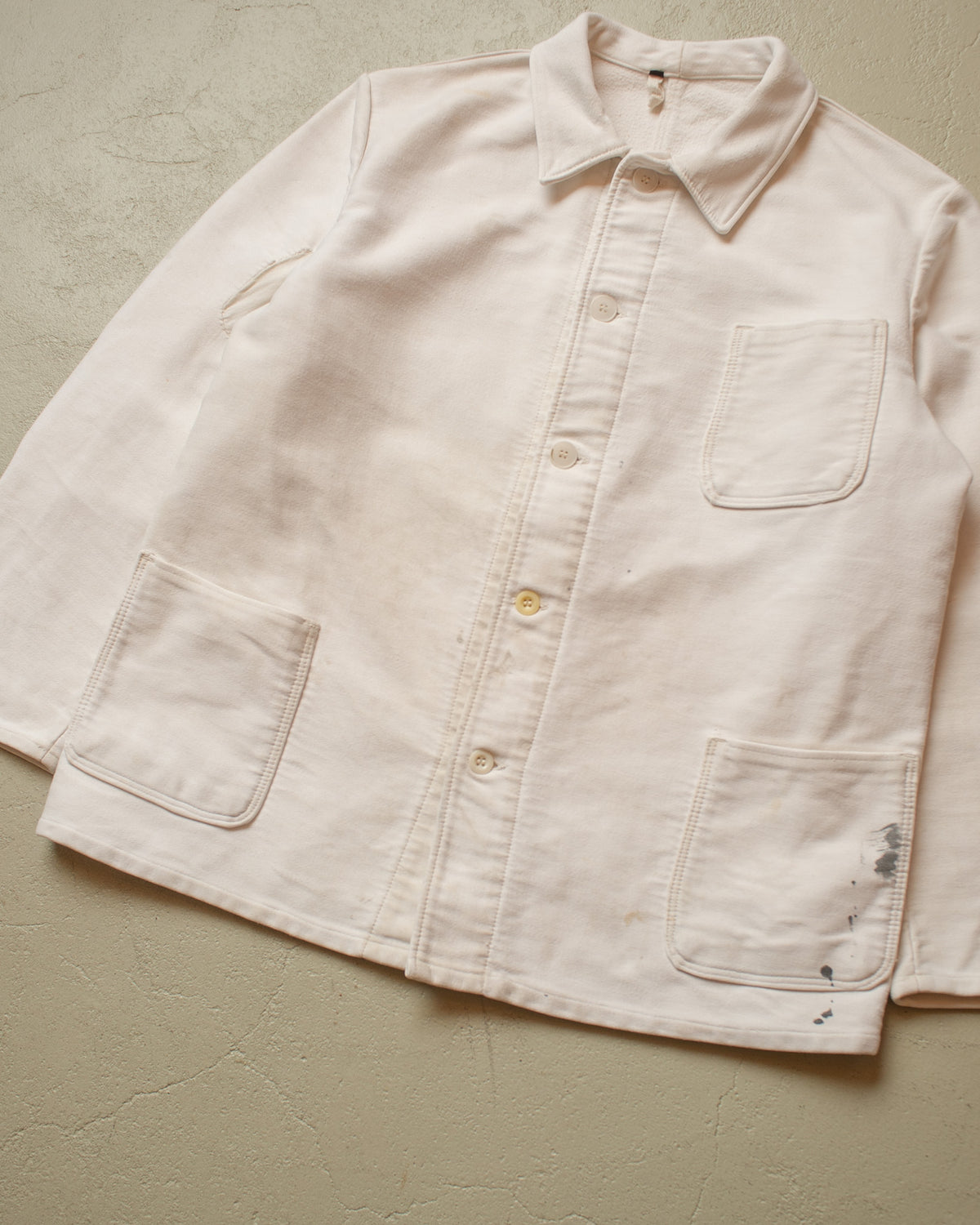 1940s German Moleskin Work Jacket white - L/XL