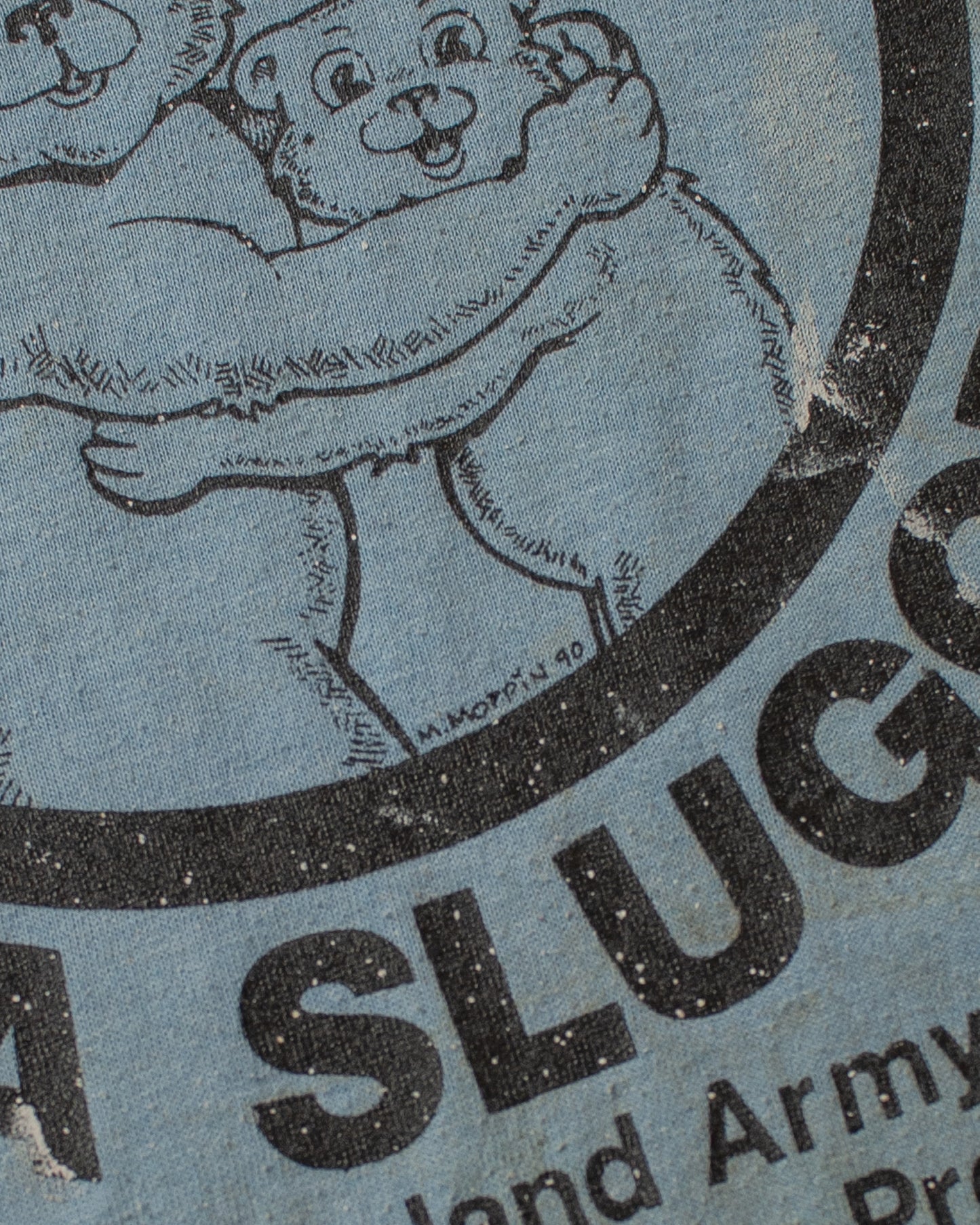 1990 stained "Be a Hugger" T-shirt blue - XL/XXL