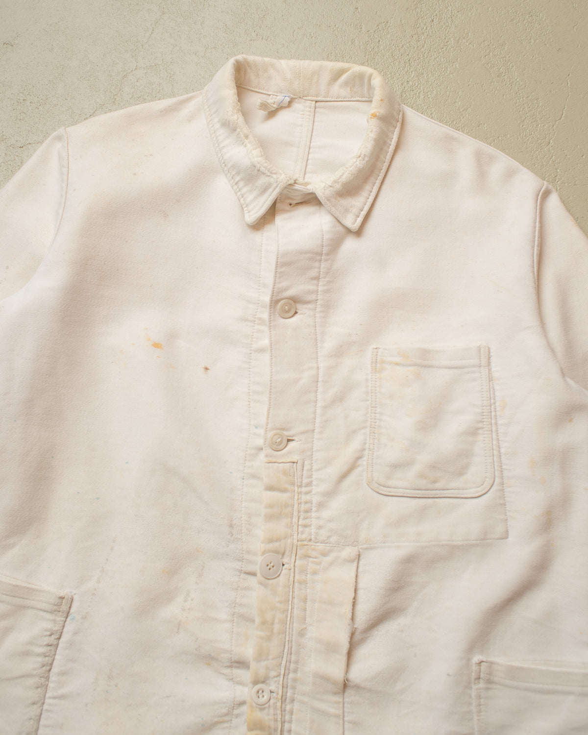 1940s/50s German repaired Moleskin Work Jacket white - XL/XXL