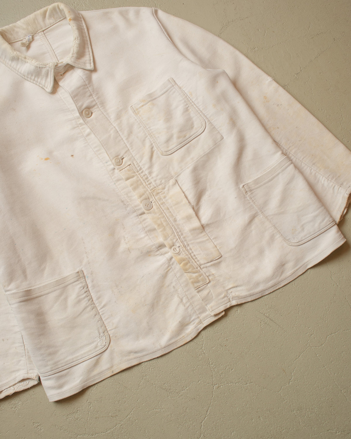 1940s/50s German repaired Moleskin Work Jacket white - XL/XXL