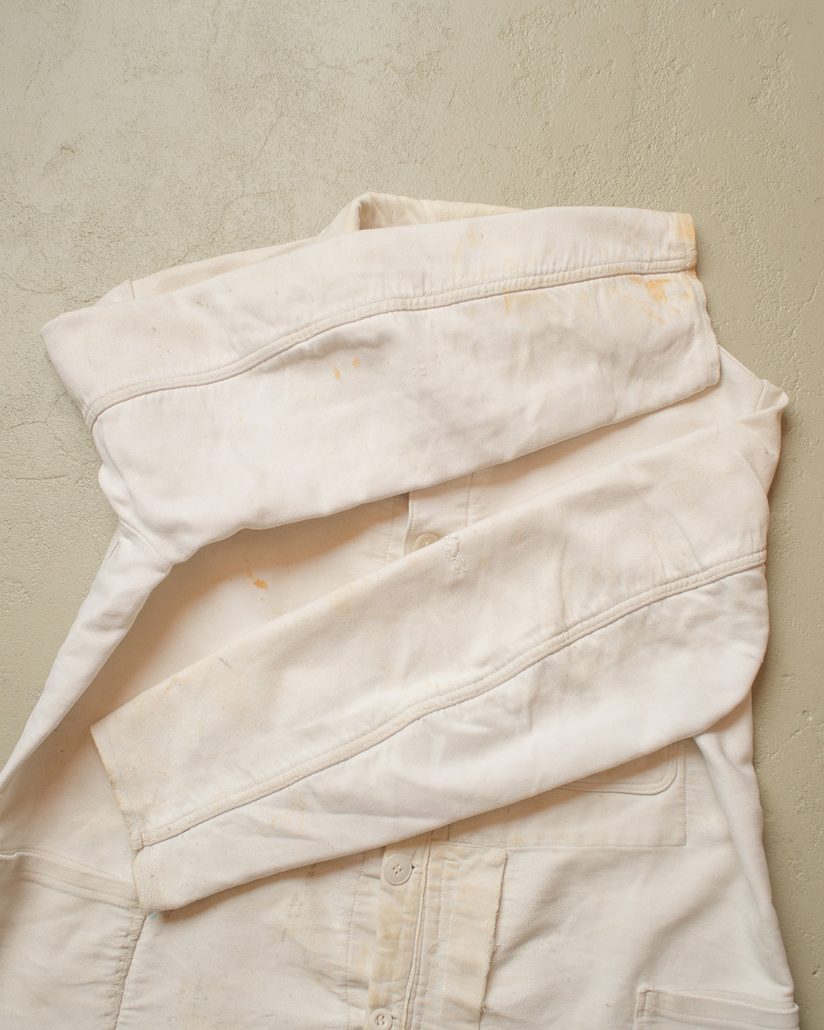 1940s/50s German repaired Moleskin Work Jacket white - XL/XXL