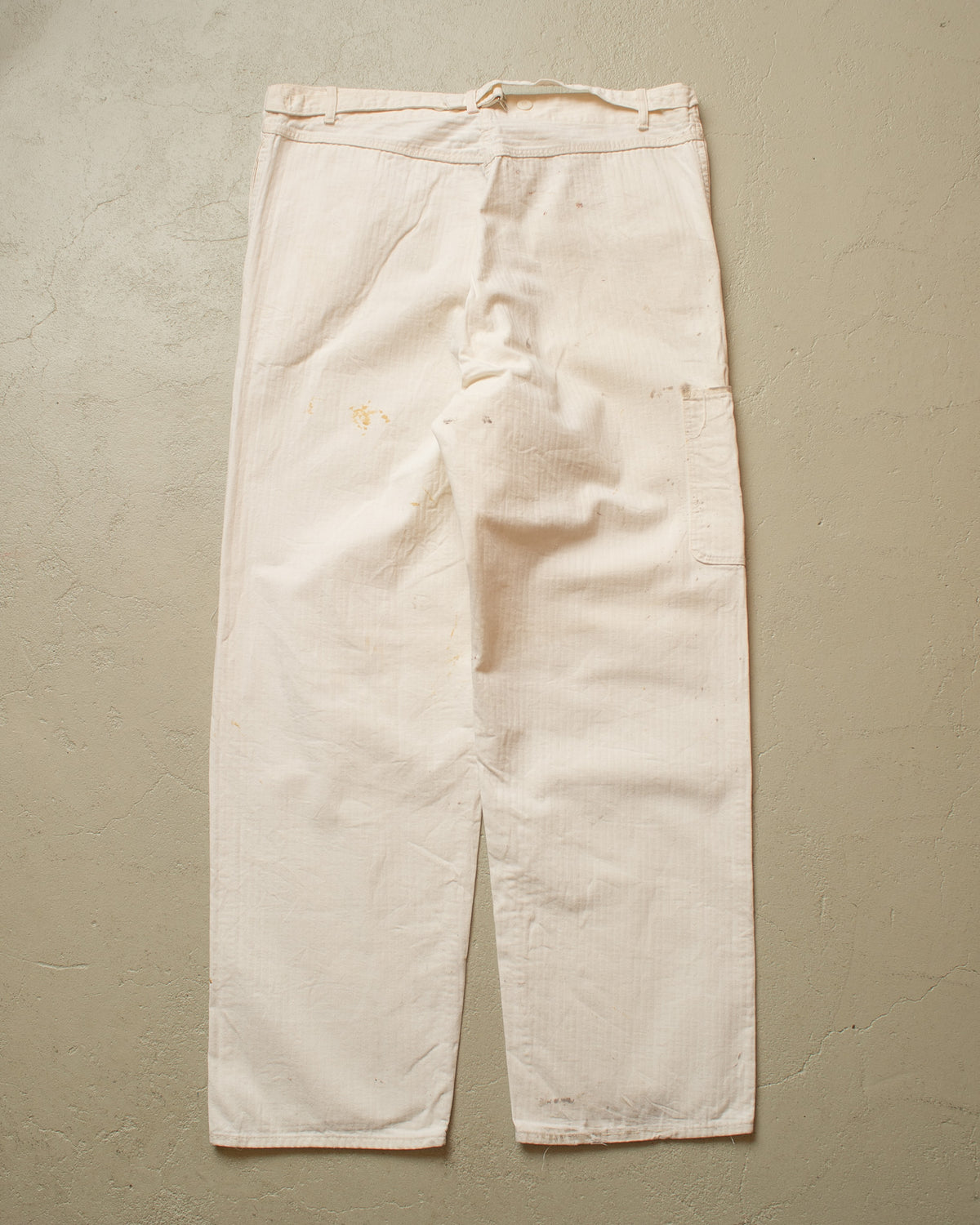 1940s/50s German Herringbone Cotton Work Pants white - W37,5 L31