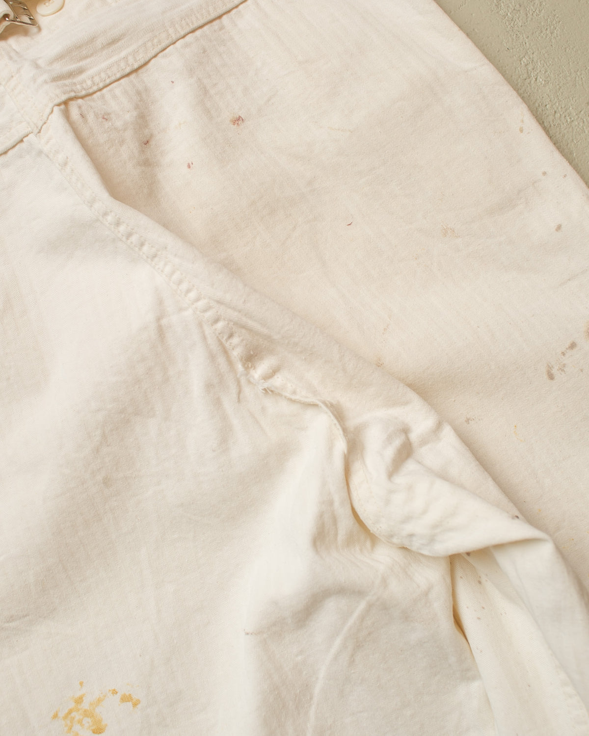 1940s/50s German Herringbone Cotton Work Pants white - W37,5 L31