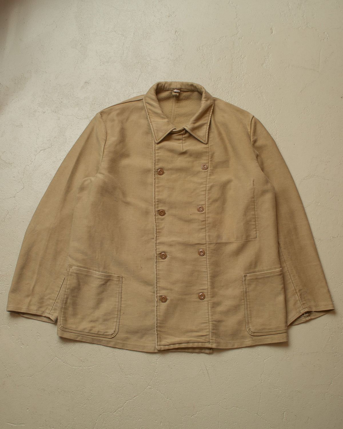 1940s/50s German Double Breasted Moleskin Work Jacket khaki - XL/XXL