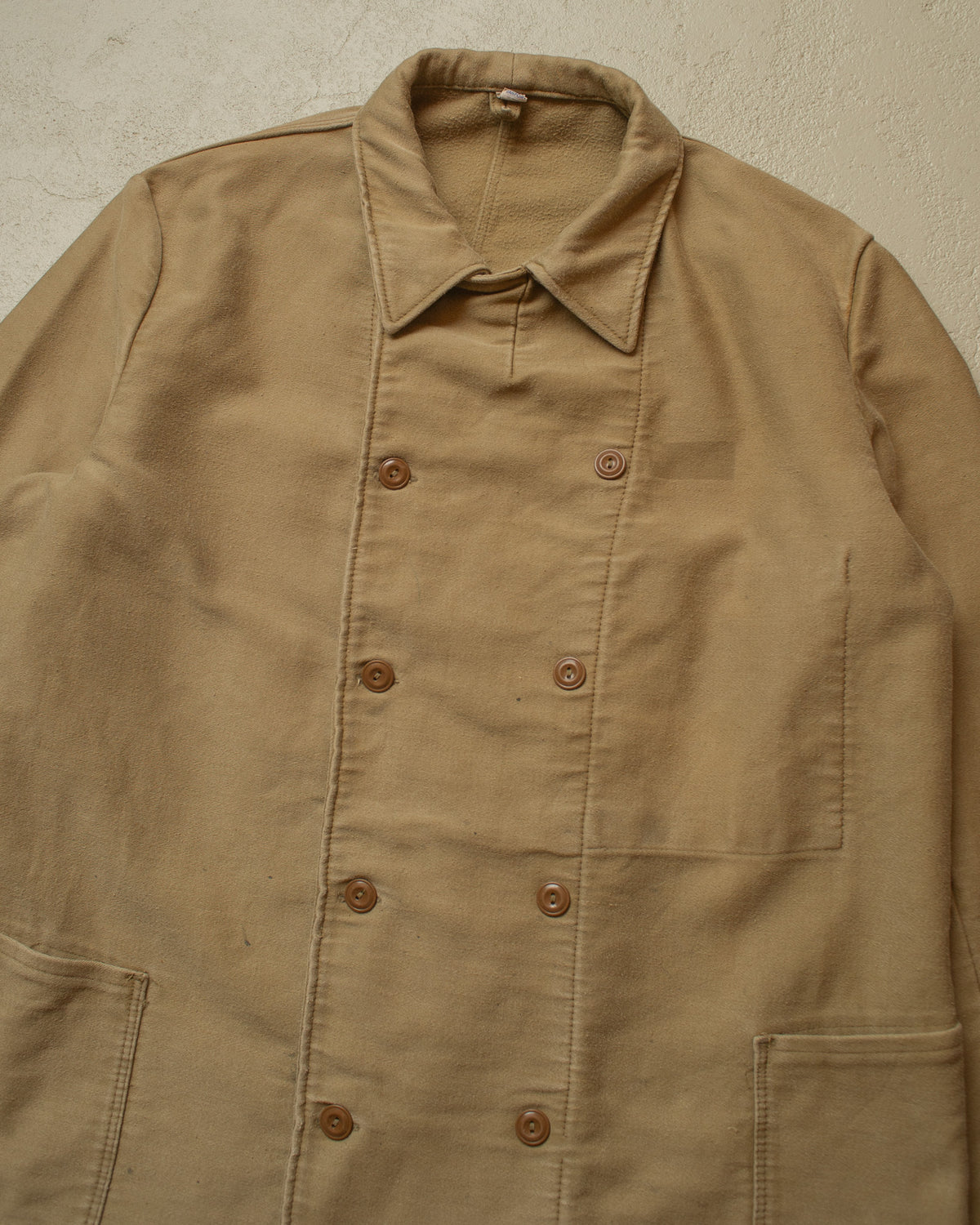 1940s/50s German Double Breasted Moleskin Work Jacket khaki - XL/XXL