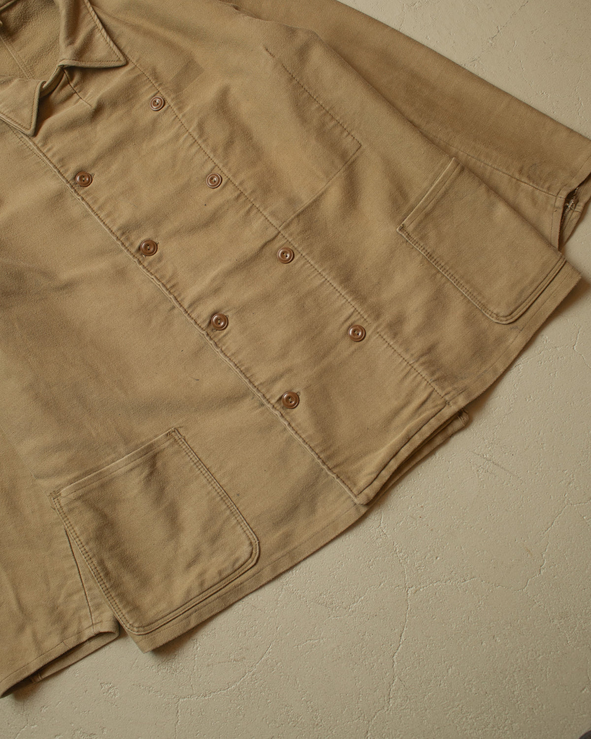 1940s/50s German Double Breasted Moleskin Work Jacket khaki - XL/XXL