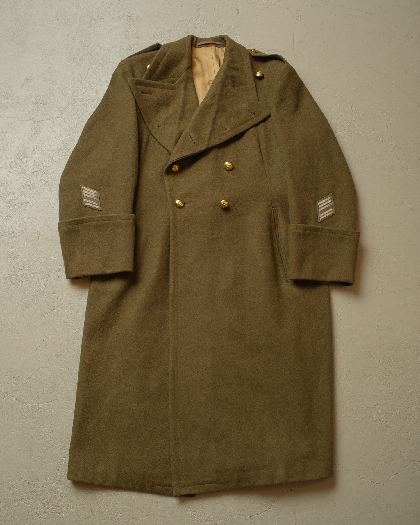 WW2 Belgian Army Officer Private Purchase Wool Coat khaki - M/L