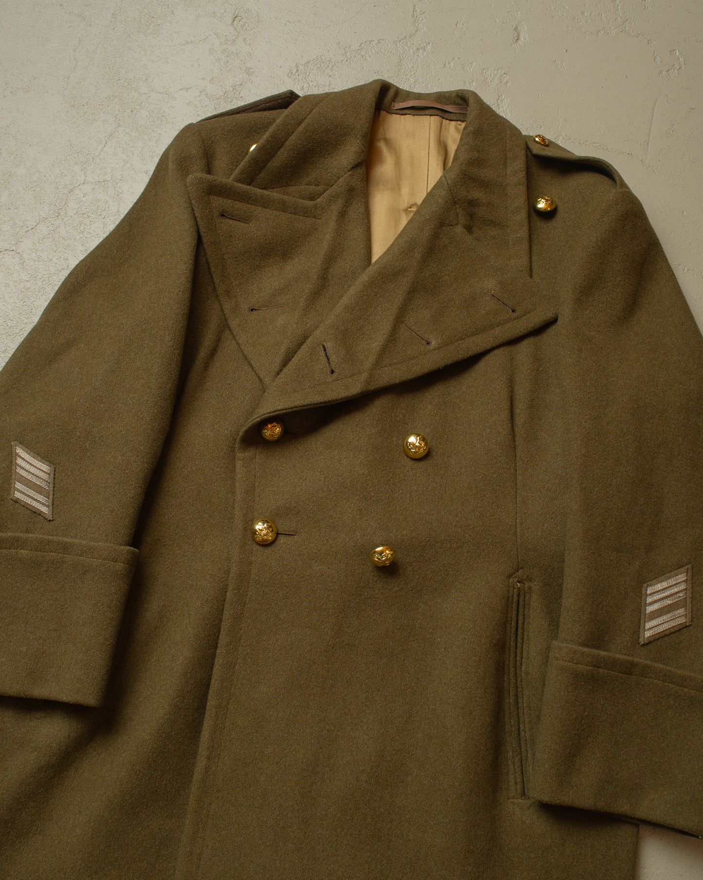 WW2 Belgian Army Officer Private Purchase Wool Coat khaki - M/L