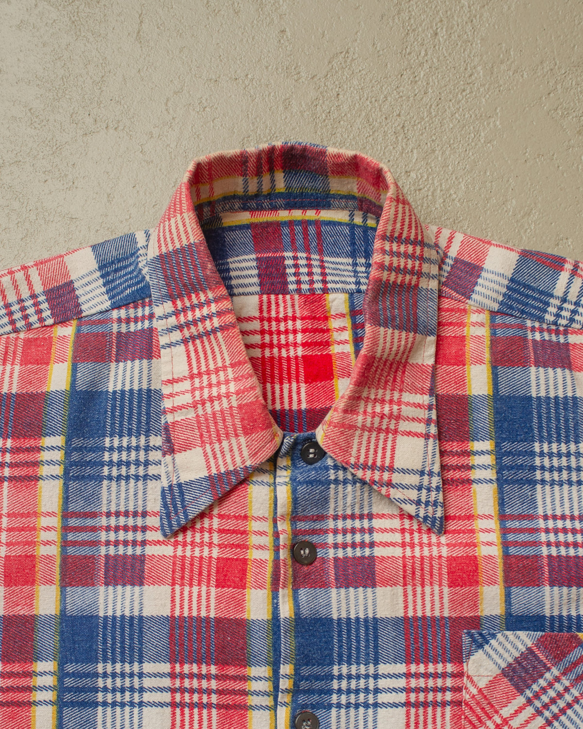1960s German checkered Cotton Flannel red/blue - L/XL