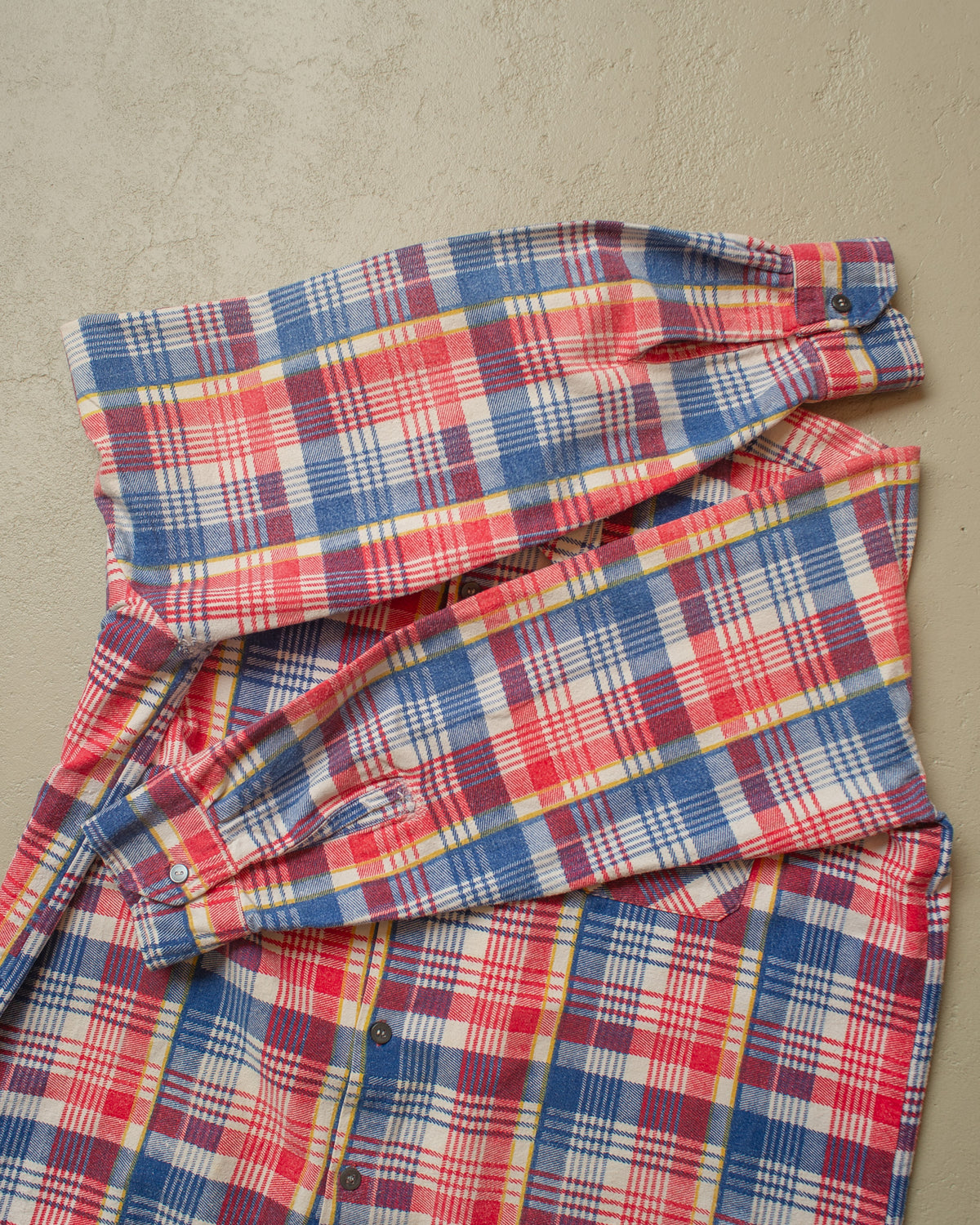 1960s German checkered Cotton Flannel red/blue - L/XL