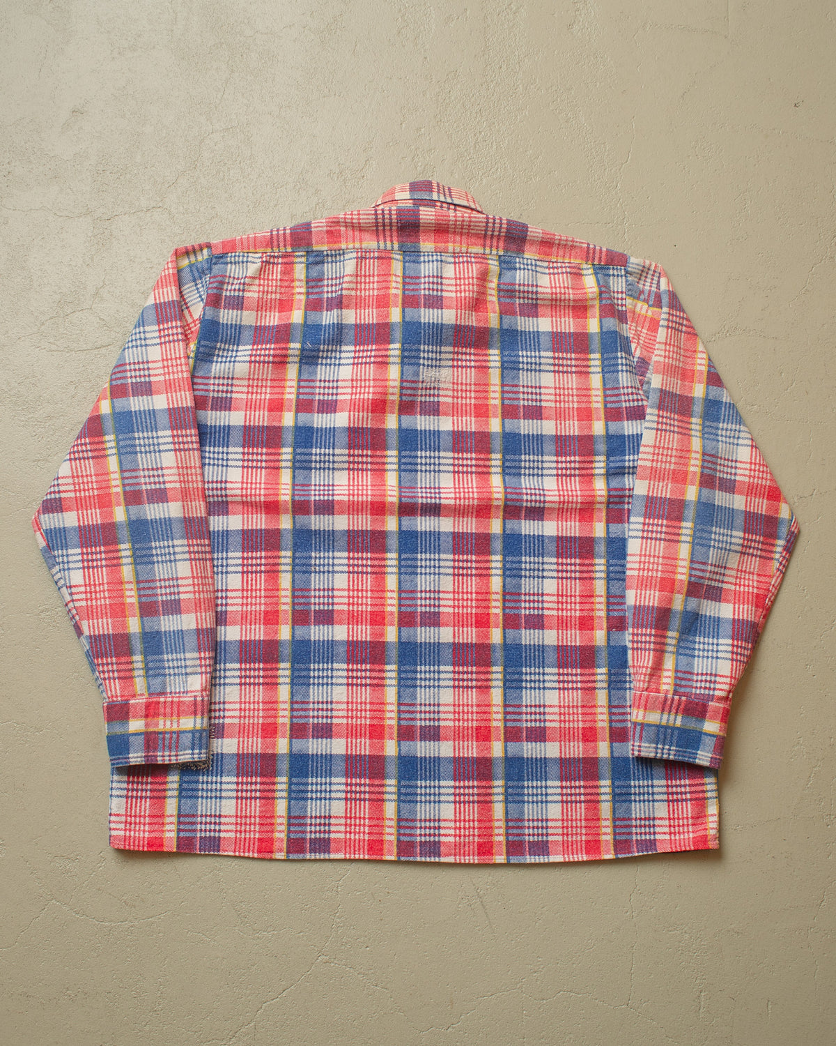 1960s German checkered Cotton Flannel red/blue - L/XL