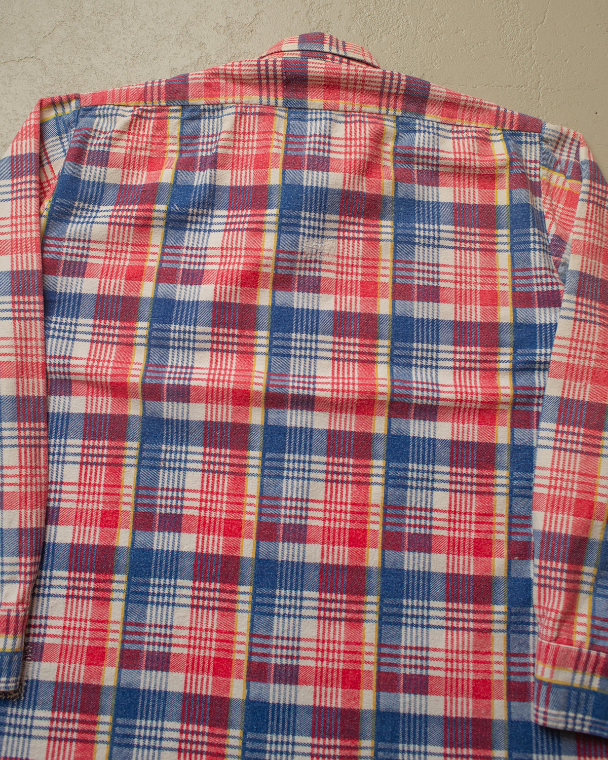 1960s German checkered Cotton Flannel red/blue - L/XL