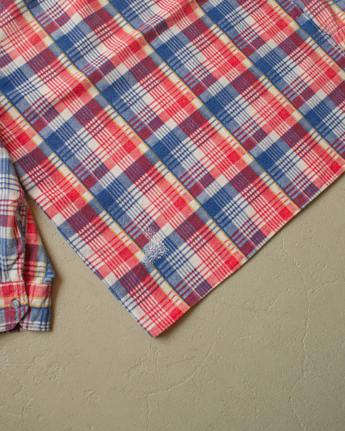 1960s German checkered Cotton Flannel red/blue - L/XL