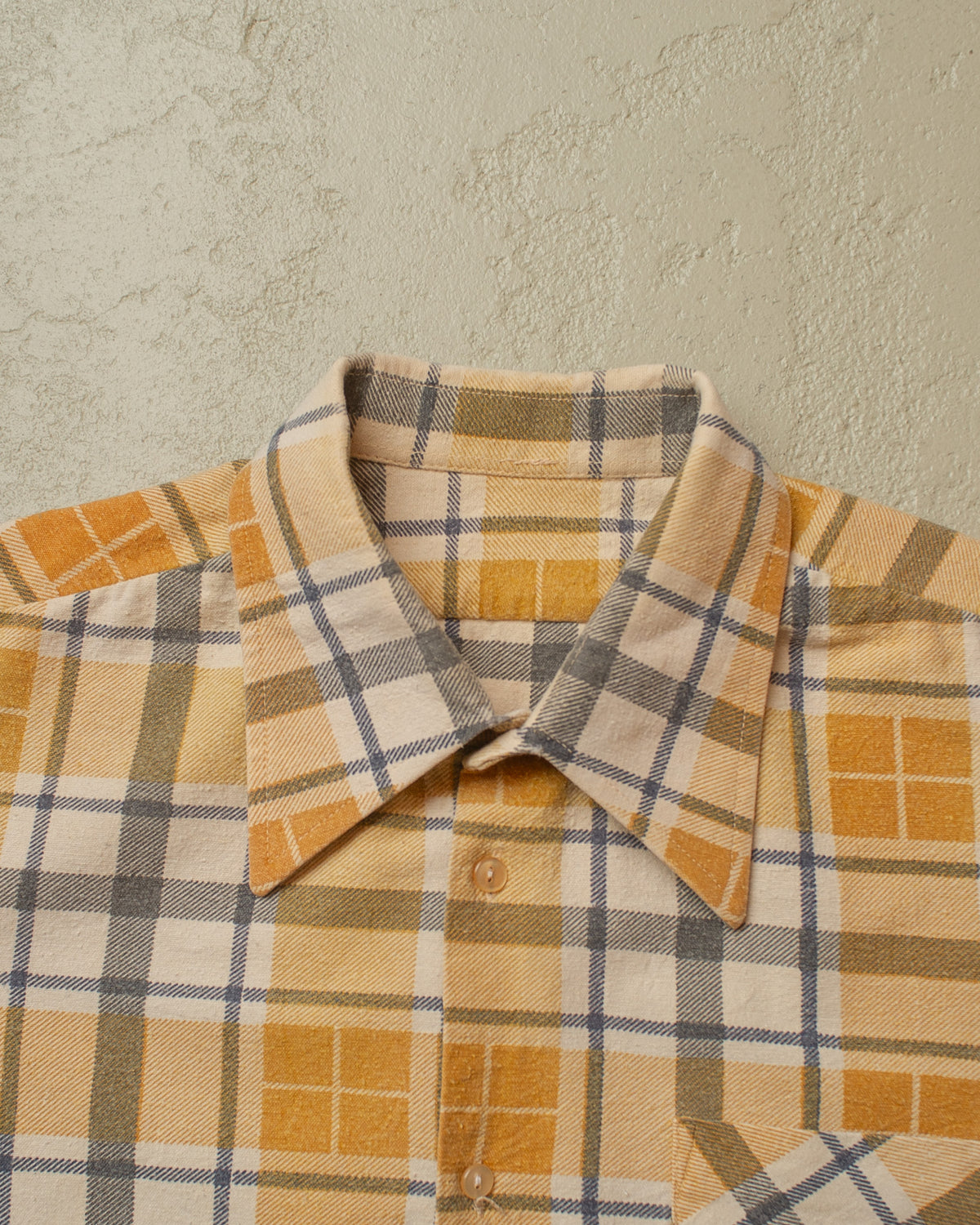 1960s German checkered Cotton Flannel mustard - L/XL
