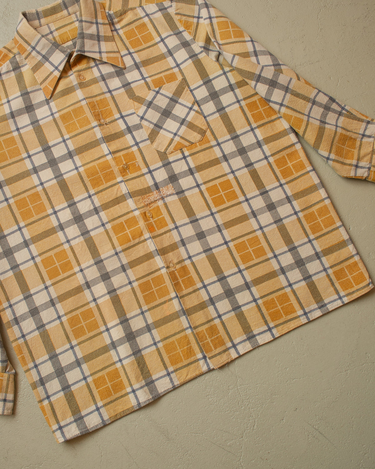 1960s German checkered Cotton Flannel mustard - L/XL
