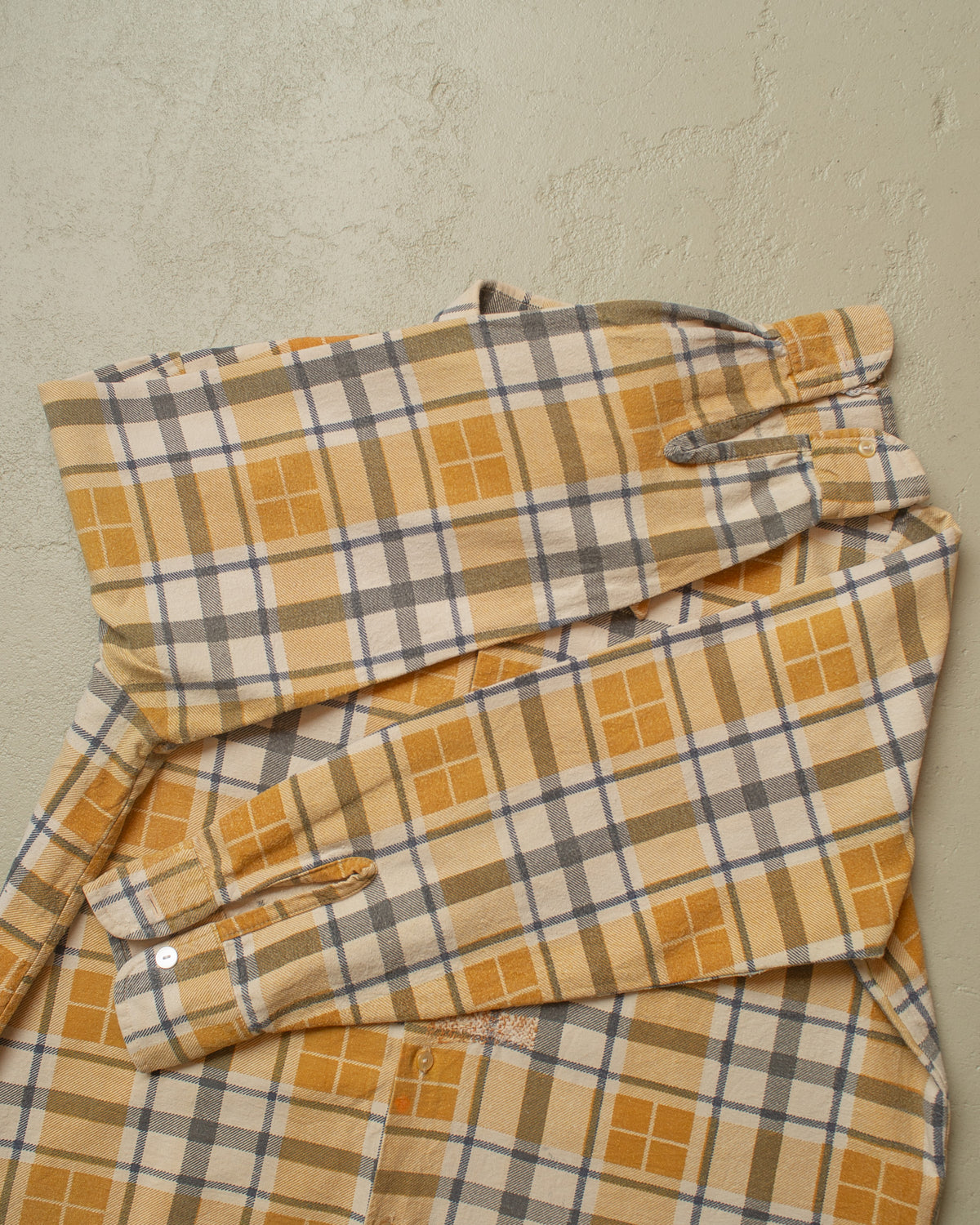 1960s German checkered Cotton Flannel mustard - L/XL
