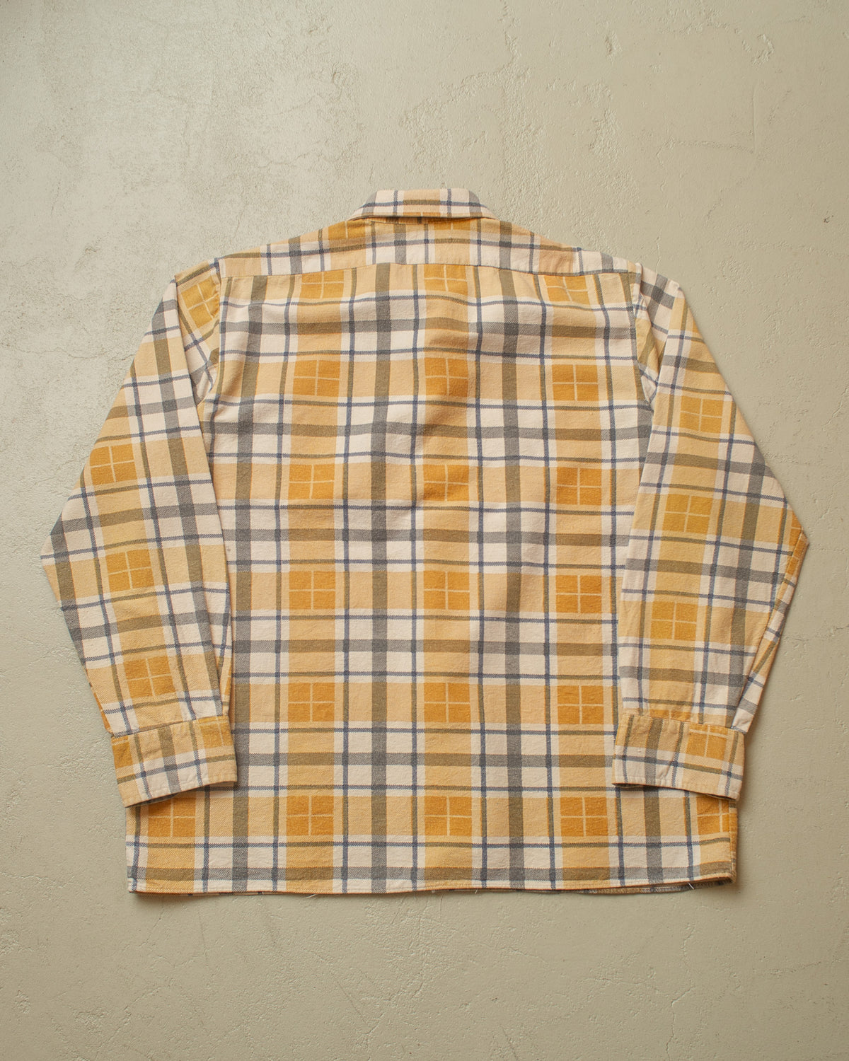 1960s German checkered Cotton Flannel mustard - L/XL
