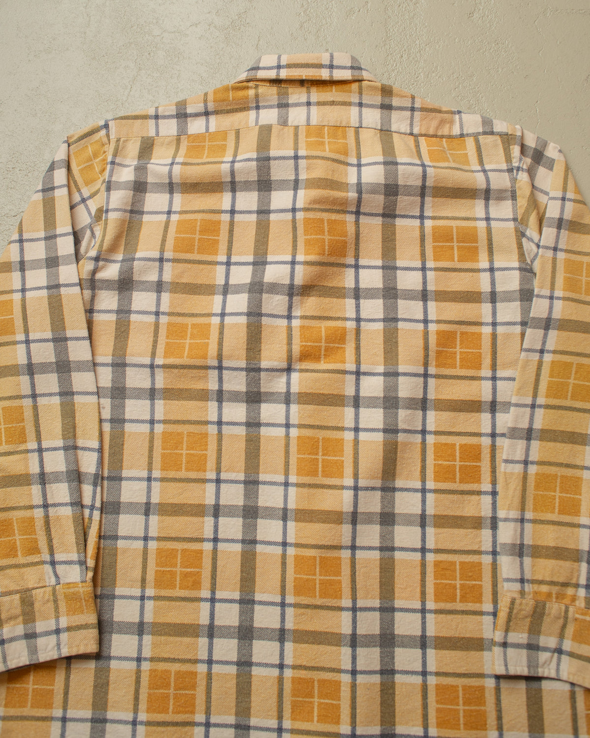 1960s German checkered Cotton Flannel mustard - L/XL