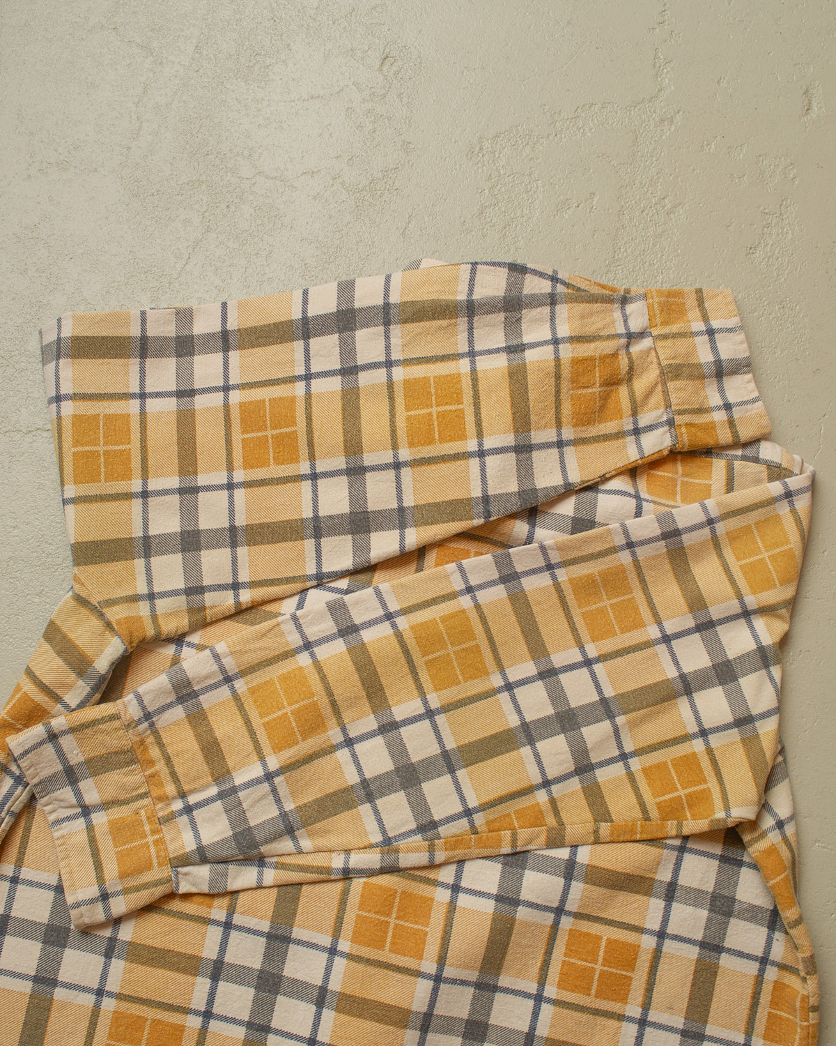 1960s German checkered Cotton Flannel mustard - L/XL
