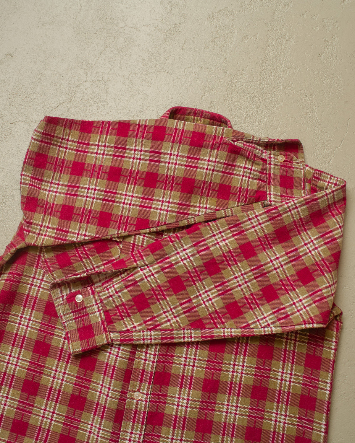 1960s German checkered Two Pocket Cotton Flannel burgundy - L