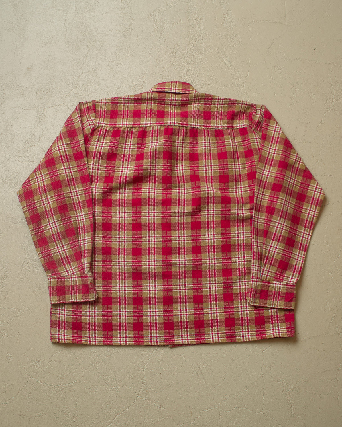 1960s German checkered Two Pocket Cotton Flannel burgundy - L